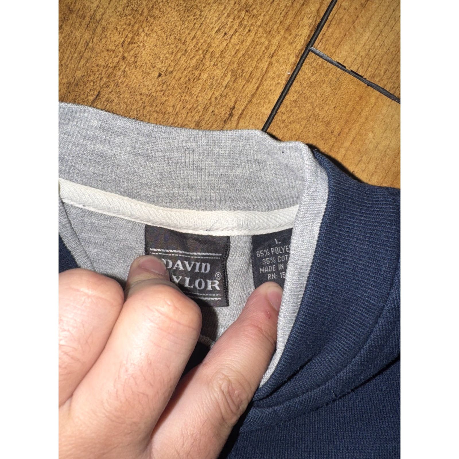 Vintage VINTAGE David Taylor Henley Crewneck Sweater Striped Blue Large Mens 90s" Size US L / EU 52-54 / 3 - 3 Thumbnail