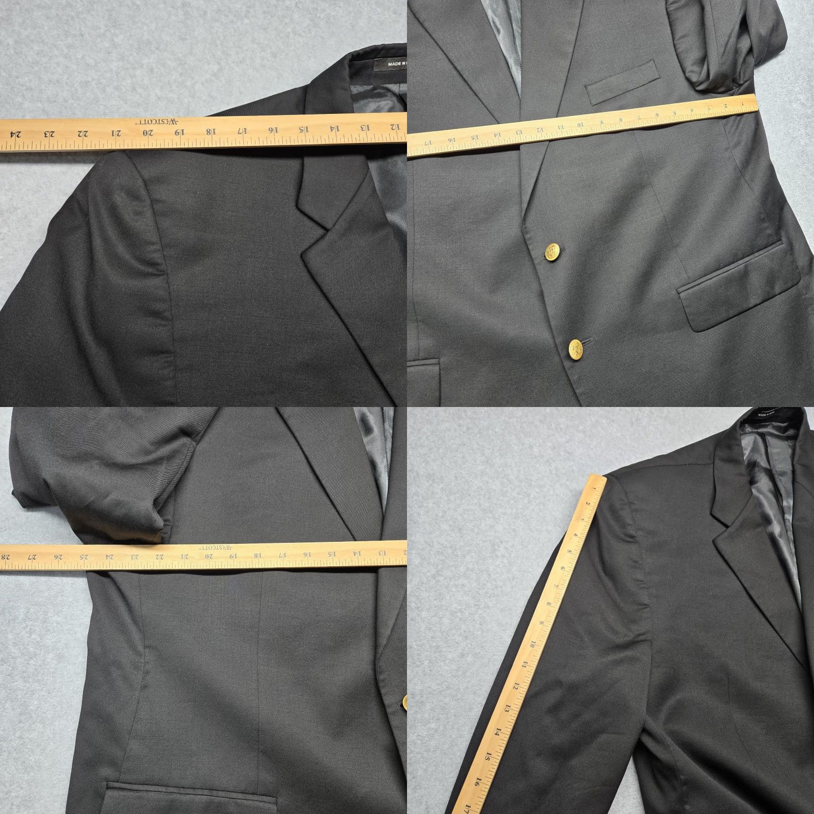 Chaps Chaps Blazer Mens 46 Regular Black Wool Sport Coat Gold Buttons Classic Size 40R - 8 Thumbnail