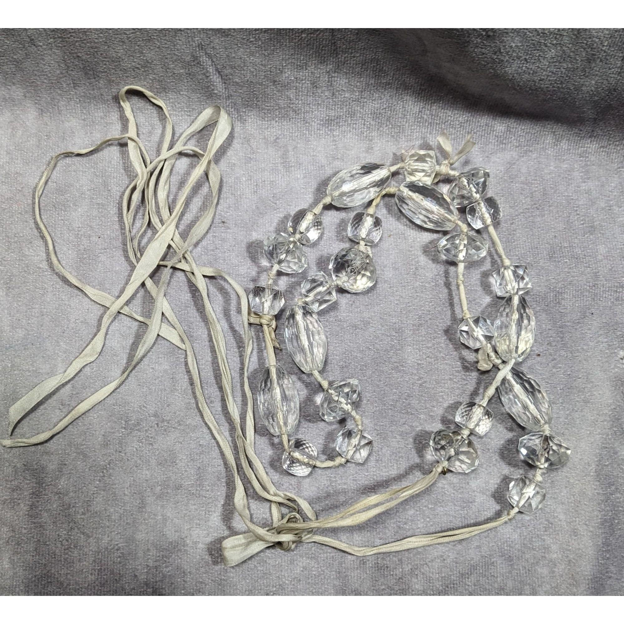 J.Crew J.Crew Chunky Clear Beaded Grey Ribbon Station Necklace Size ONE SIZE - 11 Thumbnail
