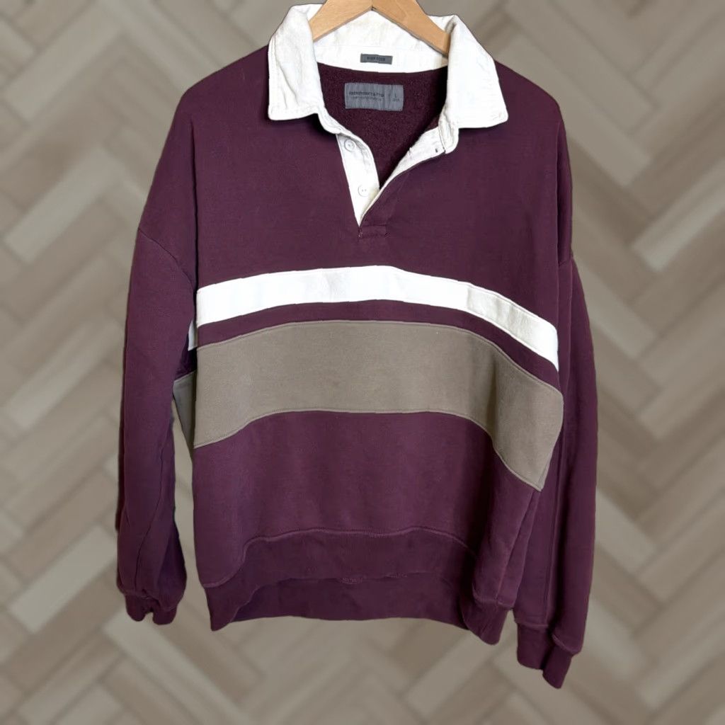 Abercrombie & Fitch VINTAGE Abercrombie & Fitch Mens Sweater Oversized Knit Pullover Long Sleeve Collared Maroon 26" Pit 28" Back Hem Regular Size L Size US L / EU 52-54 / 3 - 1 Thumbnail