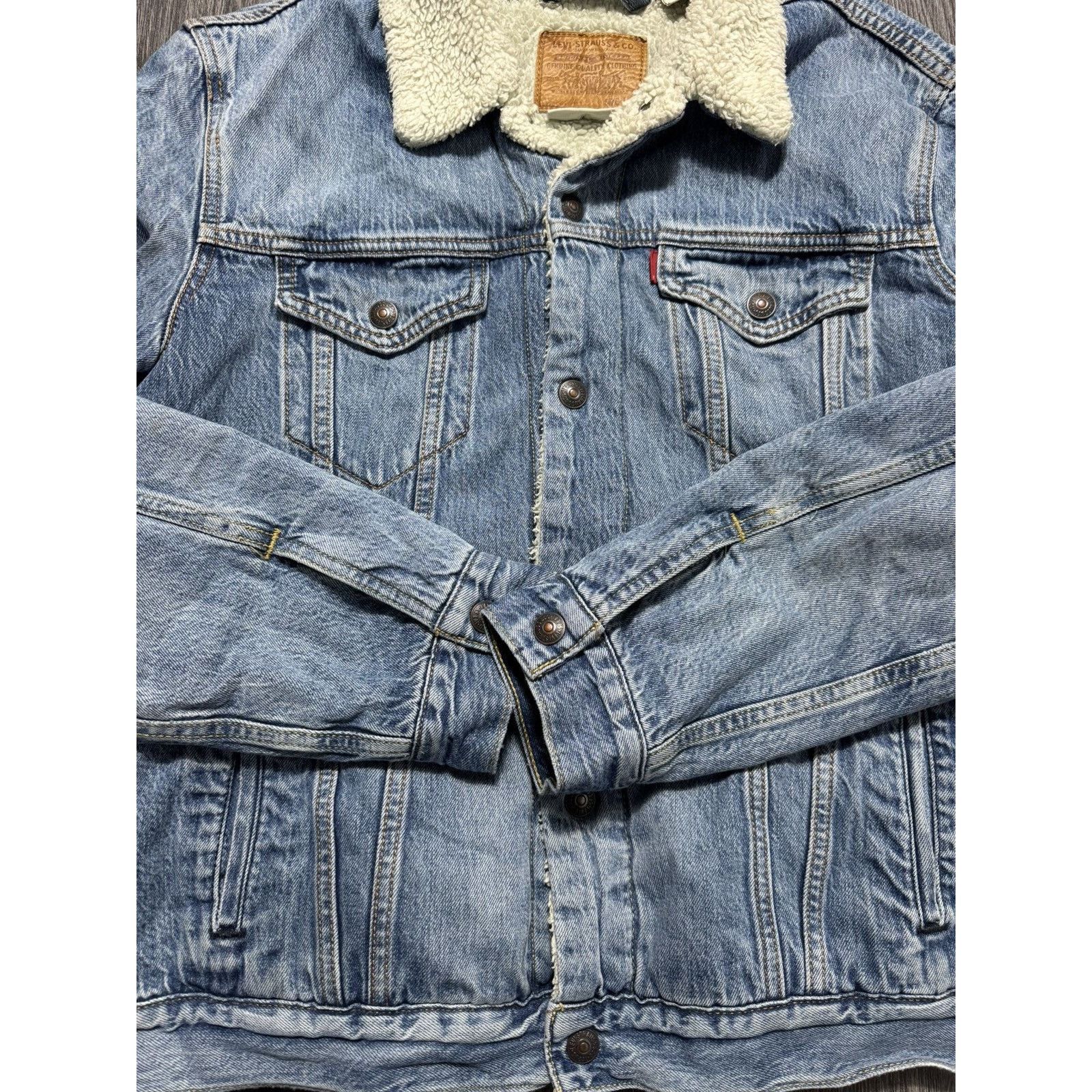 Levi's × Vintage Levi's Blue Denim Sherpa Trucker Jacket Size US L / EU 52-54 / 3 - 7 Thumbnail