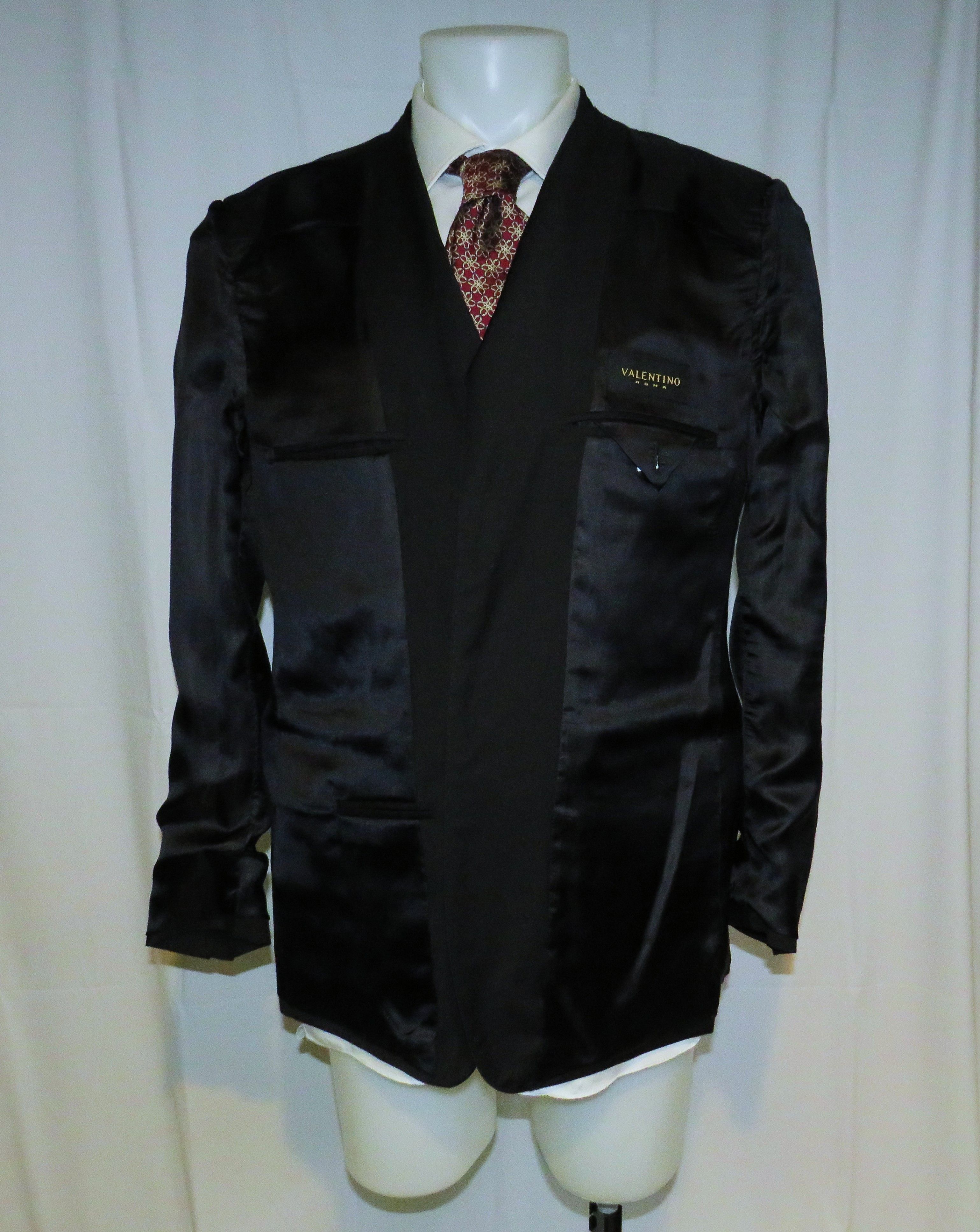 Valentino Solid Black Fleece Wool Two Button Suit 44 Size 44R - 11 Thumbnail