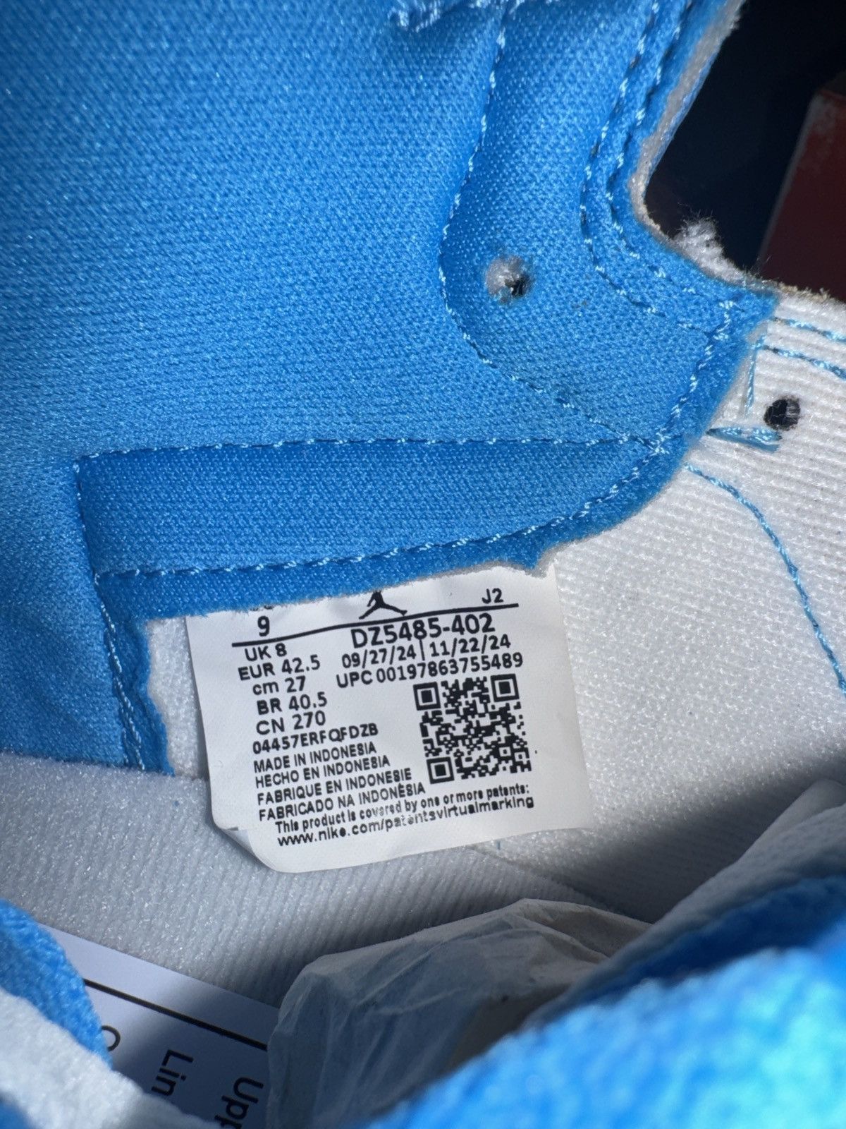 Nike Jordan 1 UNC Blue 2025 Size US 9 / EU 42 - 5 Thumbnail