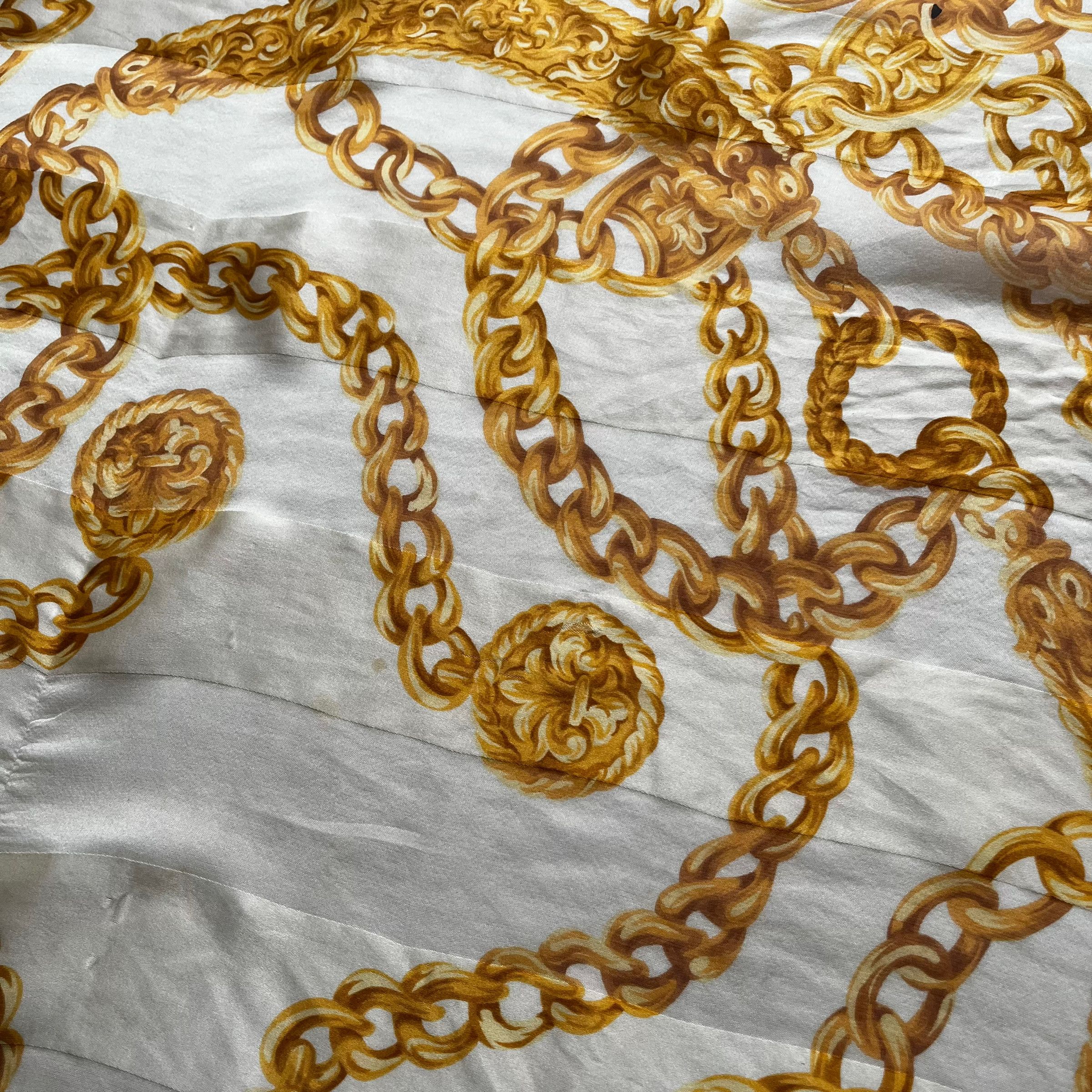 Balenciaga Vintage 90s Balenciaga Chain Medallion Checkered Silk Scarf Size ONE SIZE - 4 Thumbnail