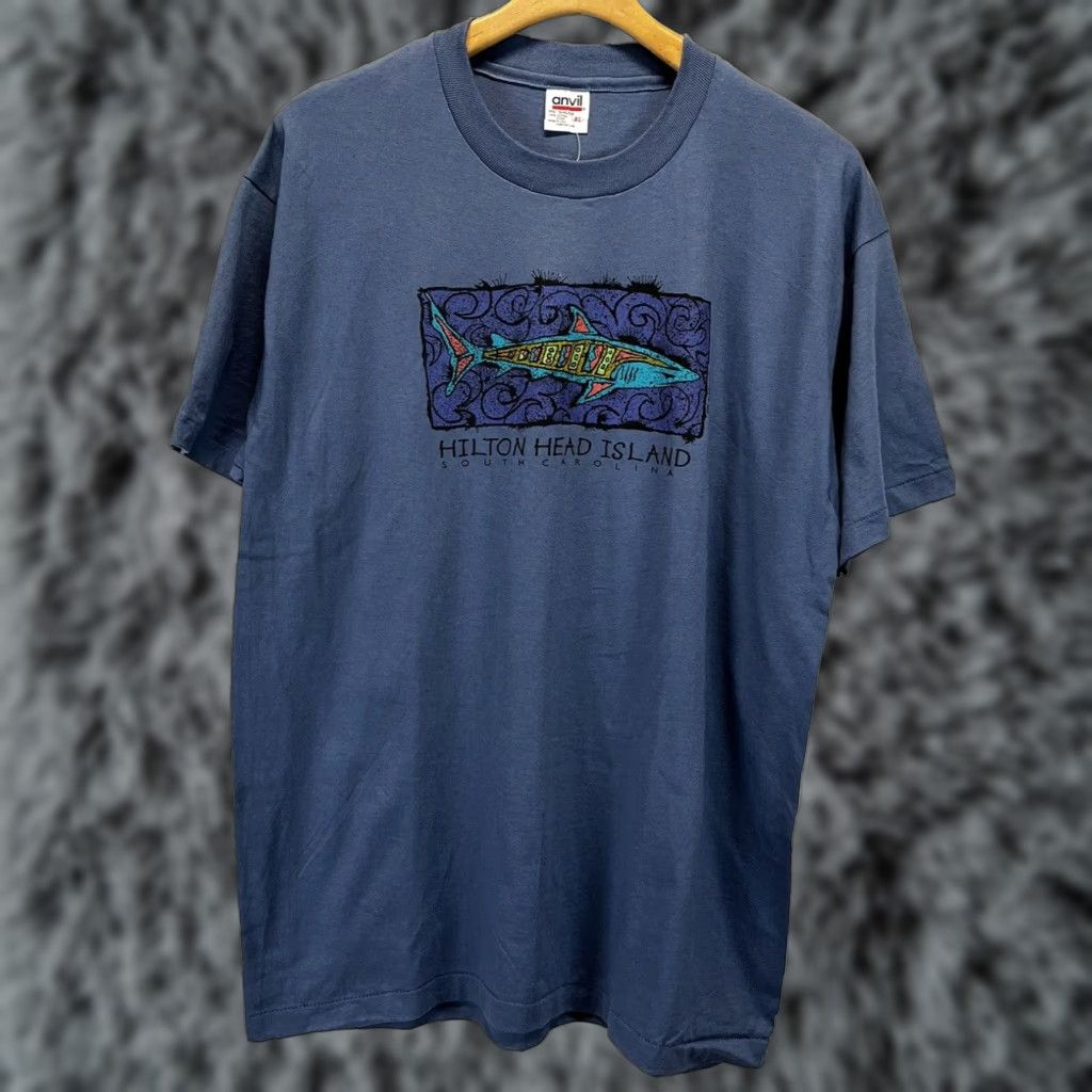 Anvil VINTAGE Anvil Tshirt Adult Extra Large Blue 90s Mens Size US XL / EU 56 / 4 - 1 Thumbnail