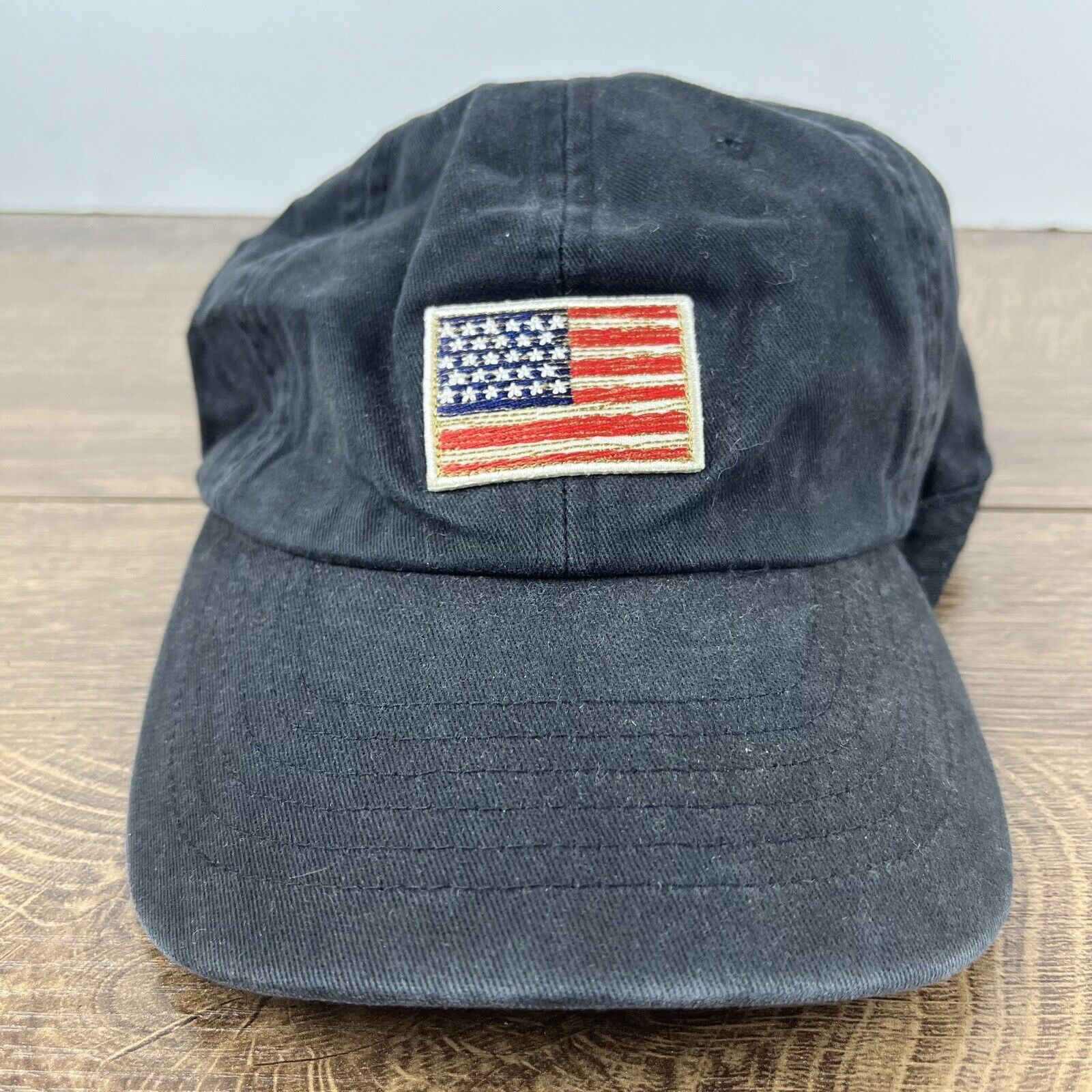 Other Vintage USA Flag Patch Hat Black Cap Adjustable Hat Black Ad Size ONE SIZE - 2 Thumbnail