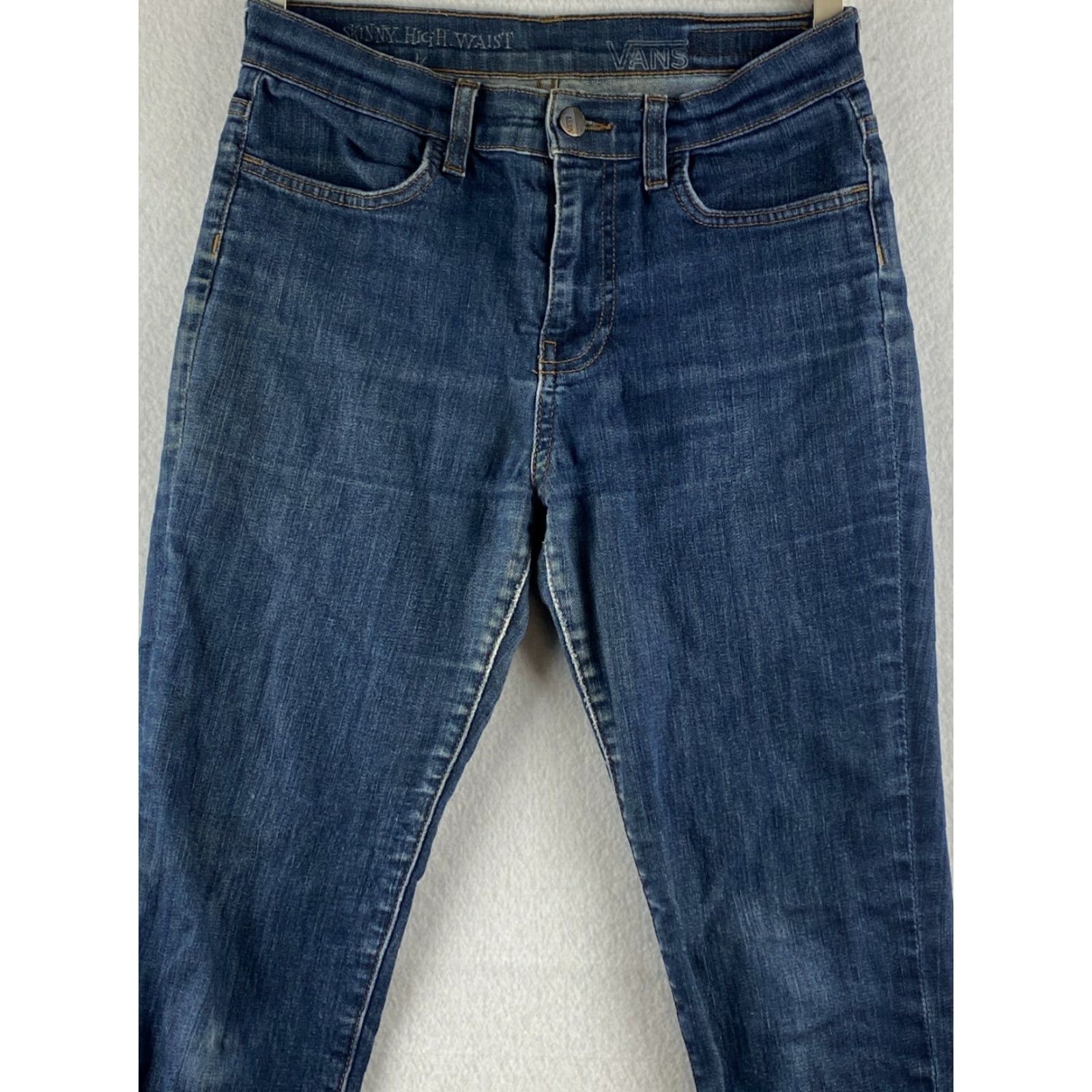 Vans VANS Jeans Womens 7 Blue Skinny High Rise Stretch Denim Dark Wash Pants Womens Jeans Skinny 7 Blue Dark Wash VANS Size 28" / US 6 / IT 42 - 2 Thumbnail