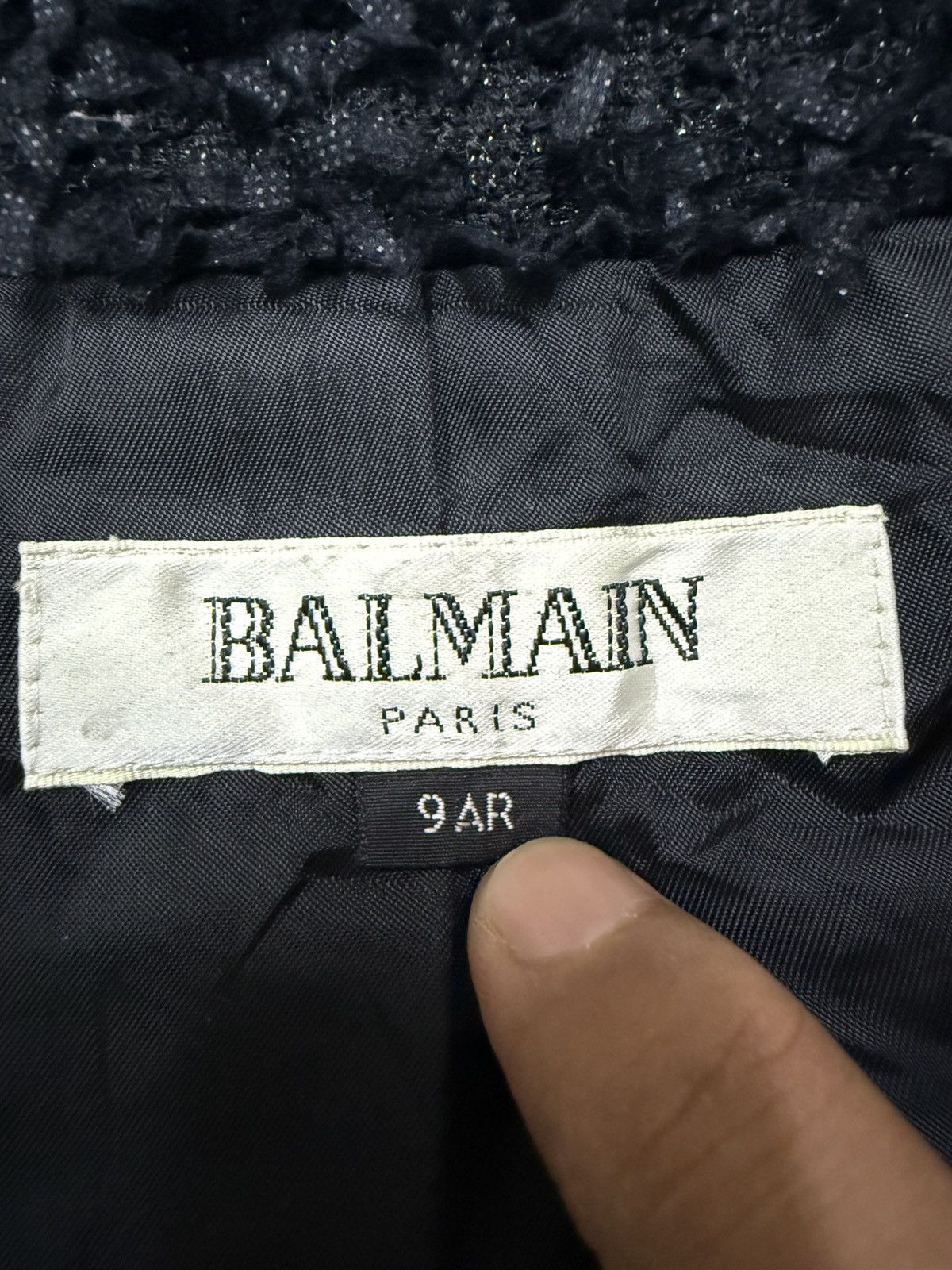 Balmain BALMAIN BLACK TEXTURED JACKET FUR COLLAR THREE QUARTER SLEVE Size XS / US 0-2 / IT 36-38 - 8 Thumbnail