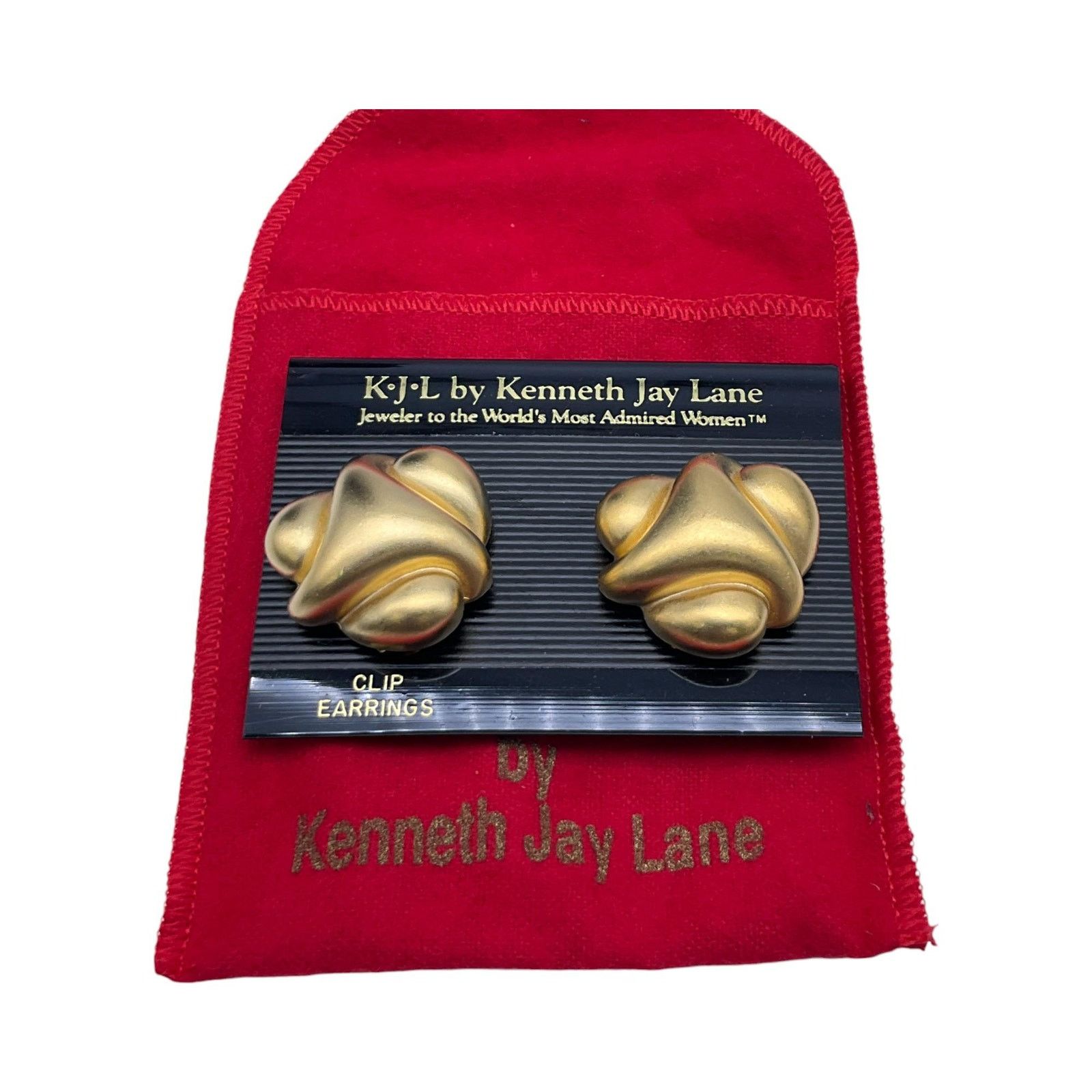 Kenneth Jay Lane Kenneth Jay Lane Vintage Satin Gold Modernist Earrings Size ONE SIZE - 2 Thumbnail