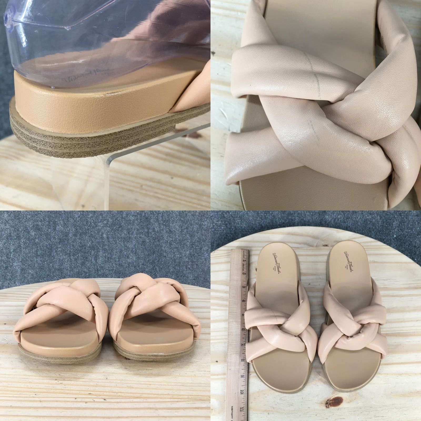 Vintage Universal Thread Sandals Slide Cosette Beige Womens 7.5 Casual Slip On Knotted Flat Summer Shoes Womens Size US 8 / IT 38 - 8 Thumbnail