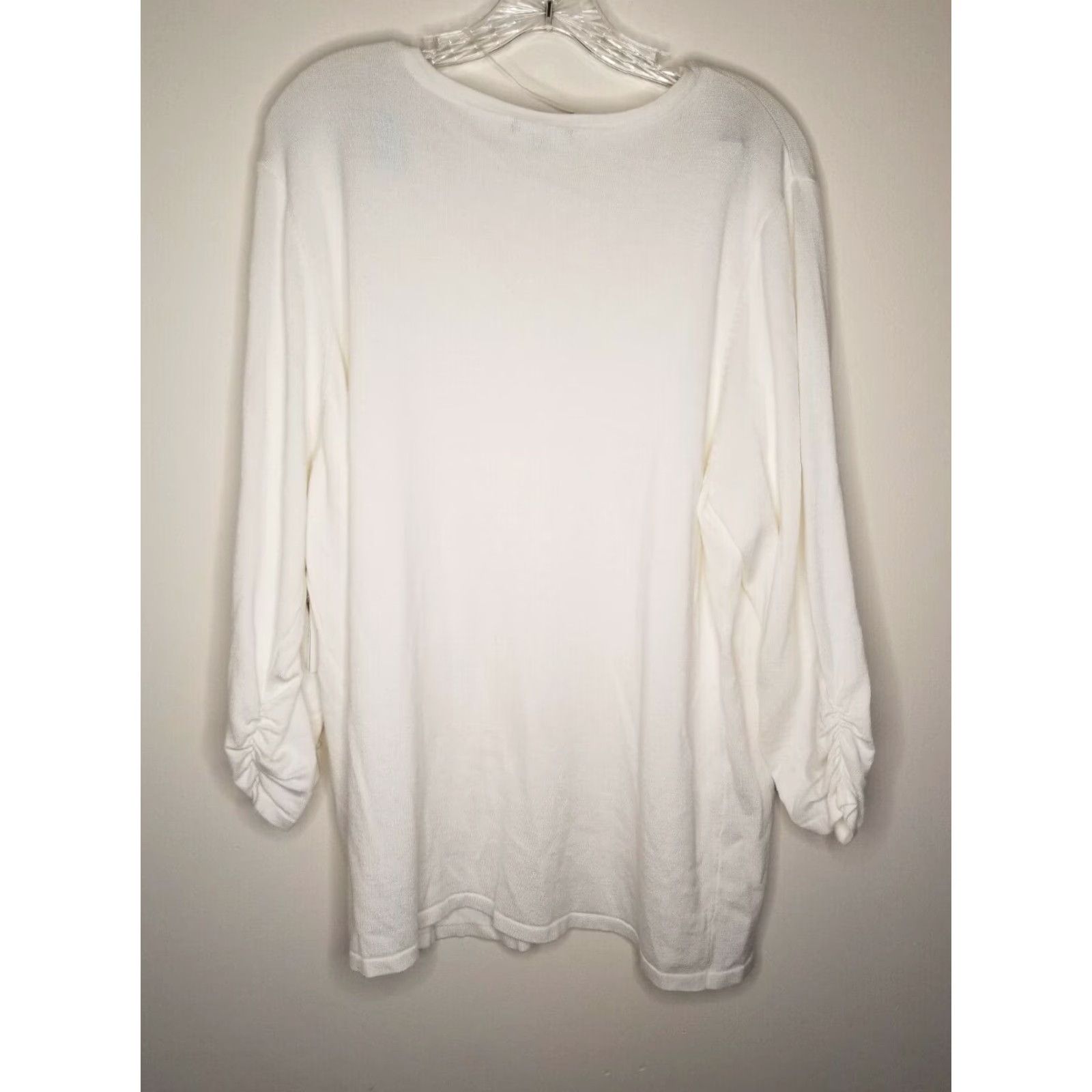 Vintage Notations Sweater Womens 3X White Scrunched Sleeves Size XXL / US 16-18 / IT 52-54 - 5 Thumbnail