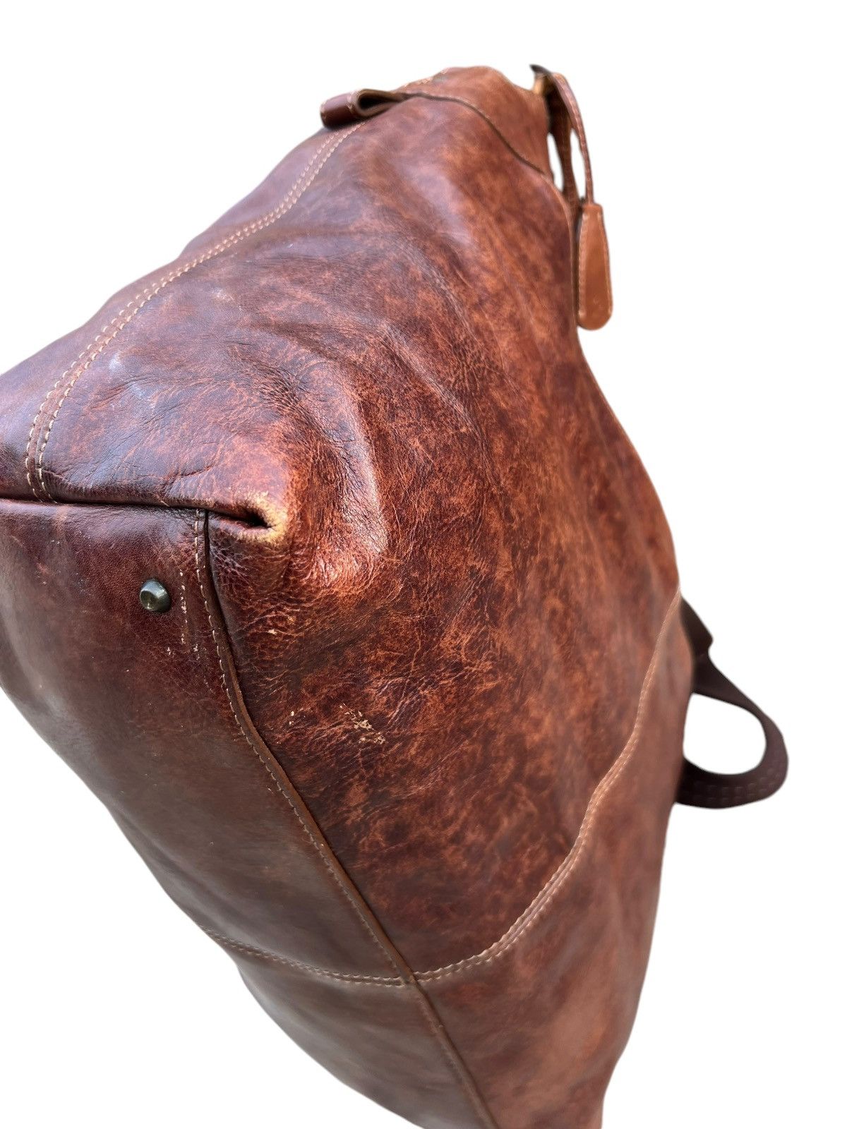 Leather Vintage Aniary Japan Distress Patina Leather 2 Way Bag Size ONE SIZE - 16 Thumbnail