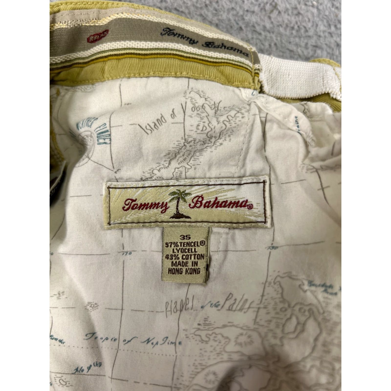 Tommy Bahama VINTAGE Tommy Bahama Shorts Mens Chino 35 Green Cotton Tencel Pleated Beach Vacation Size US 35 - 7 Thumbnail