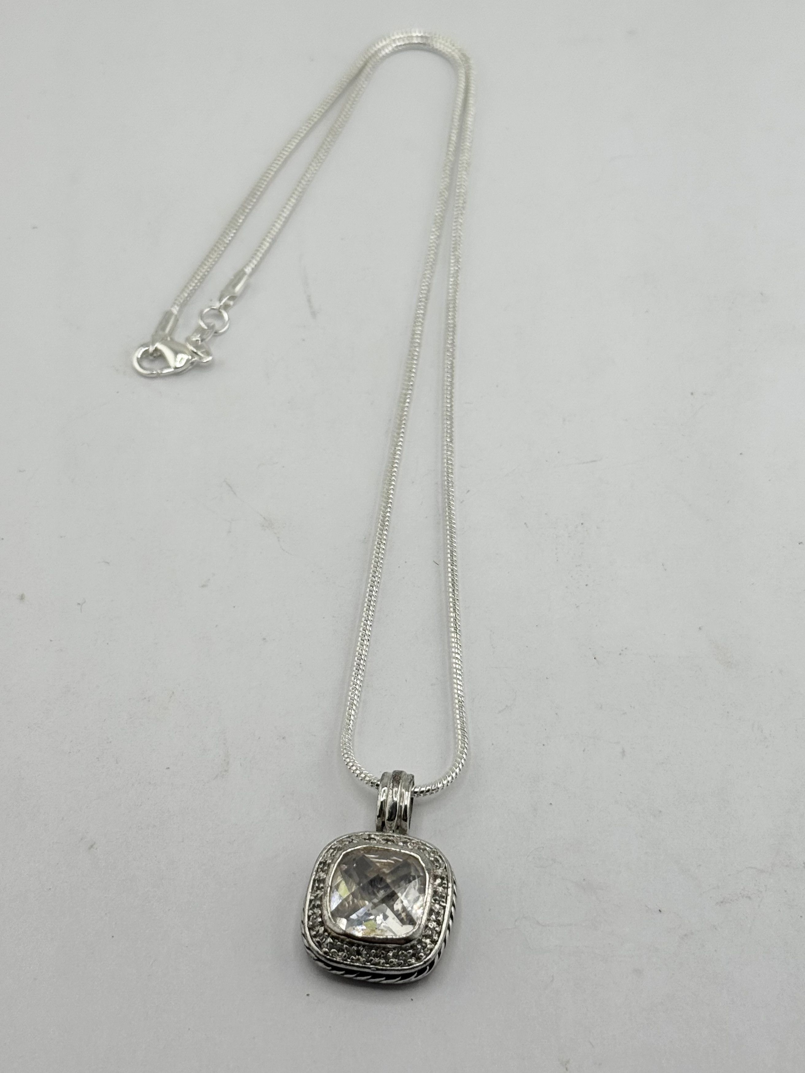 Vintage Vintage sterling silver CZ Stone charm necklace Size ONE SIZE - 5 Thumbnail