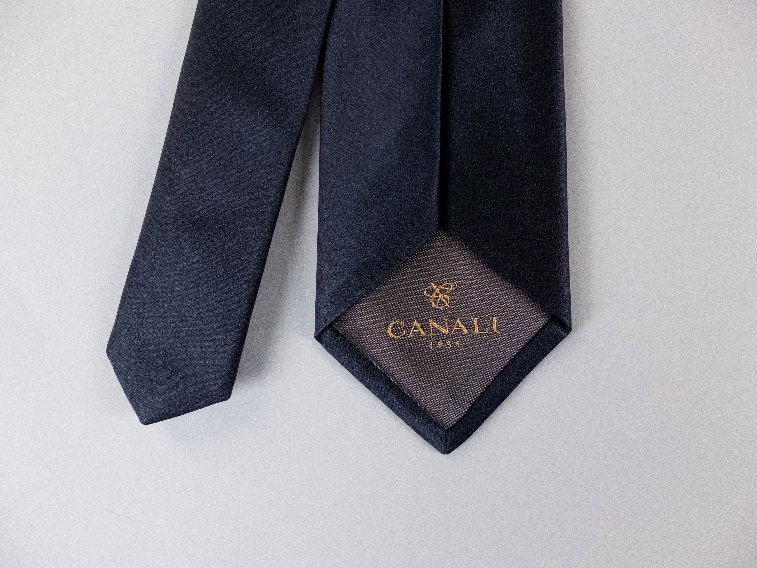 Canali CANALI solid navy blue woven silk tie authentic NWT Italy Size ONE SIZE - 4 Thumbnail