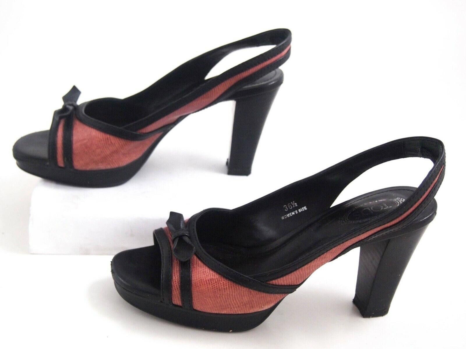 Tod's Tod's Sandals High Heel Pink Black Leather EU 36.5 US 6.5 Size US 6.5 / IT 36.5 - 4 Thumbnail