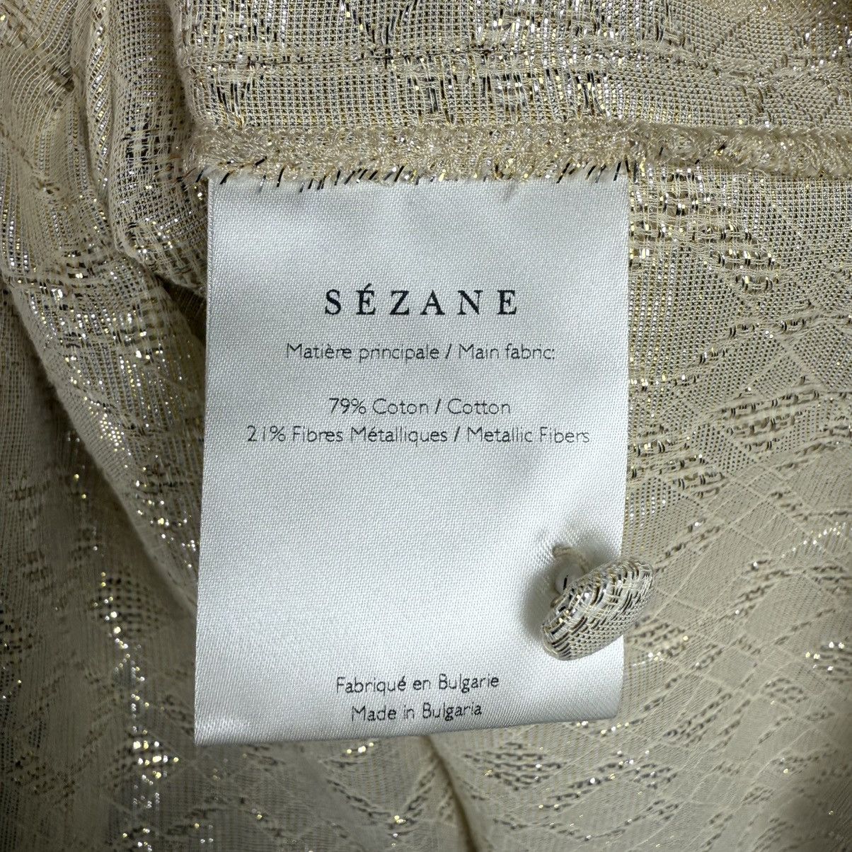 Sezane NWT Sezane Cristina Cotton Gold Metallic Ruched Blouse Size M / US 6-8 / IT 42-44 - 13 Thumbnail