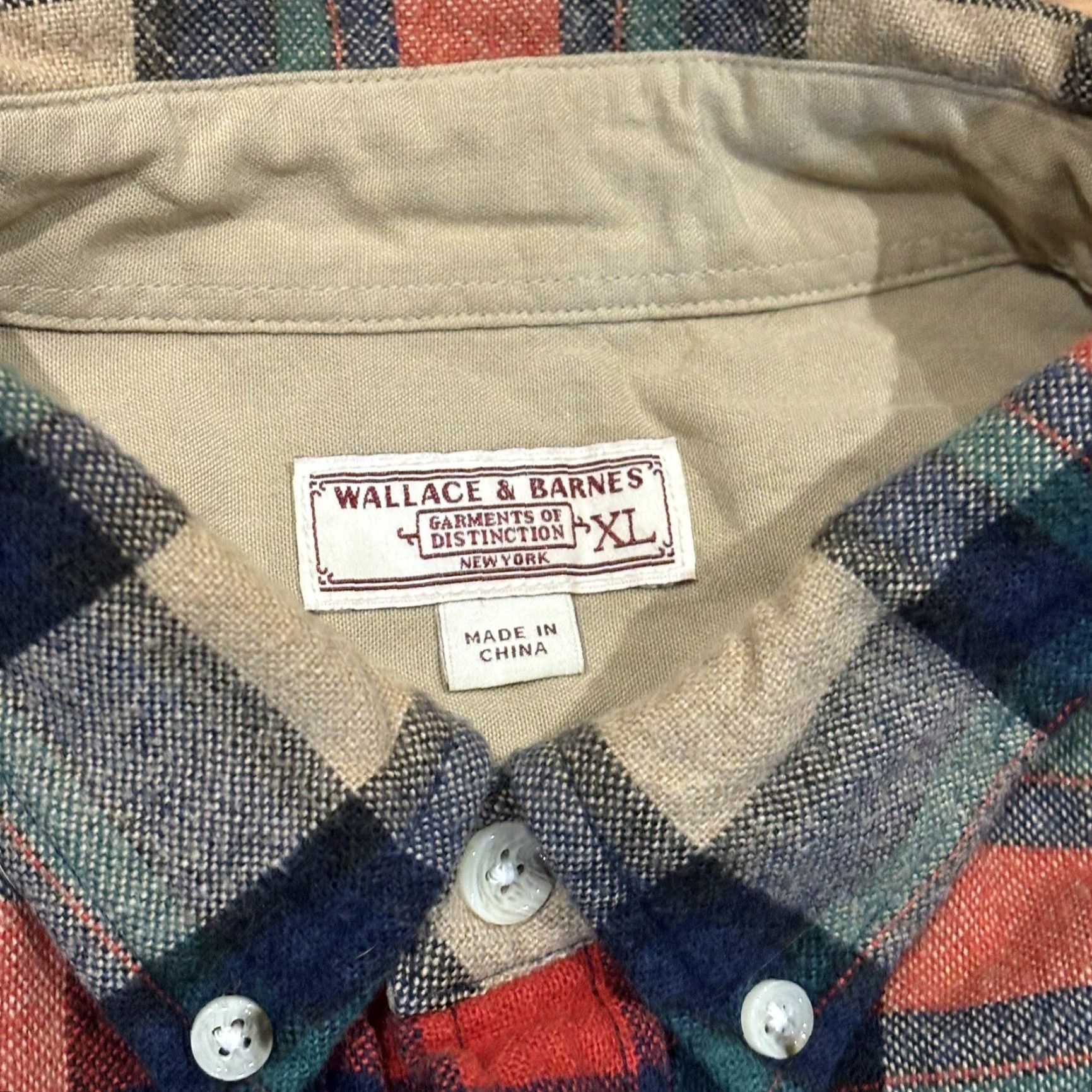 Wallace & Barnes VINTAGE Wallace & Barnes Shirt Button Up Wool Blend Flannel Red Blue Green Men’s Sz XL Size US XL / EU 56 / 4 - 2 Thumbnail