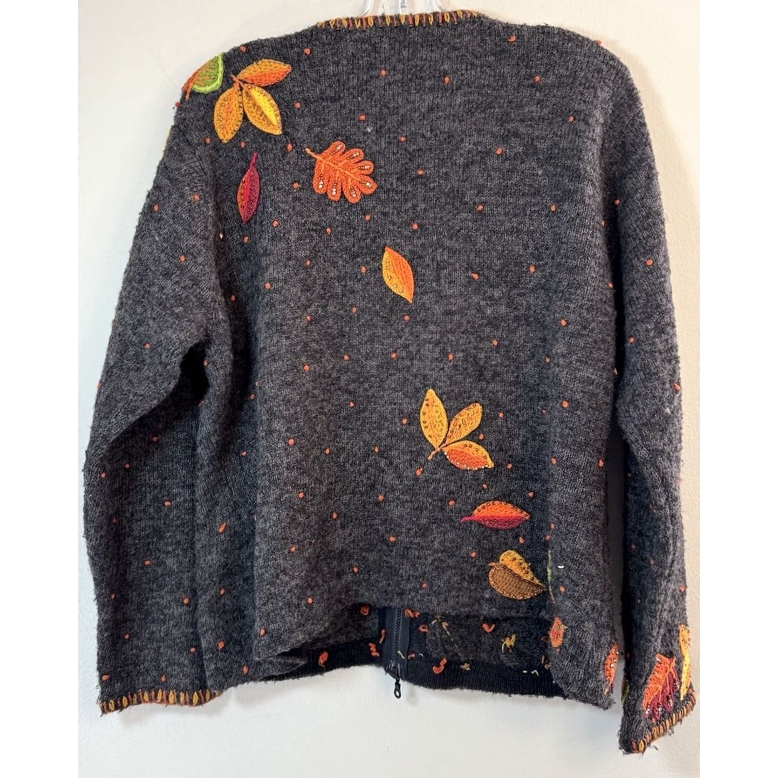Vintage Design Options Cardigan Sweater Women’s Large Embroidered Full Zip Long Sleeve Size L / US 10 / IT 46 - 6 Thumbnail