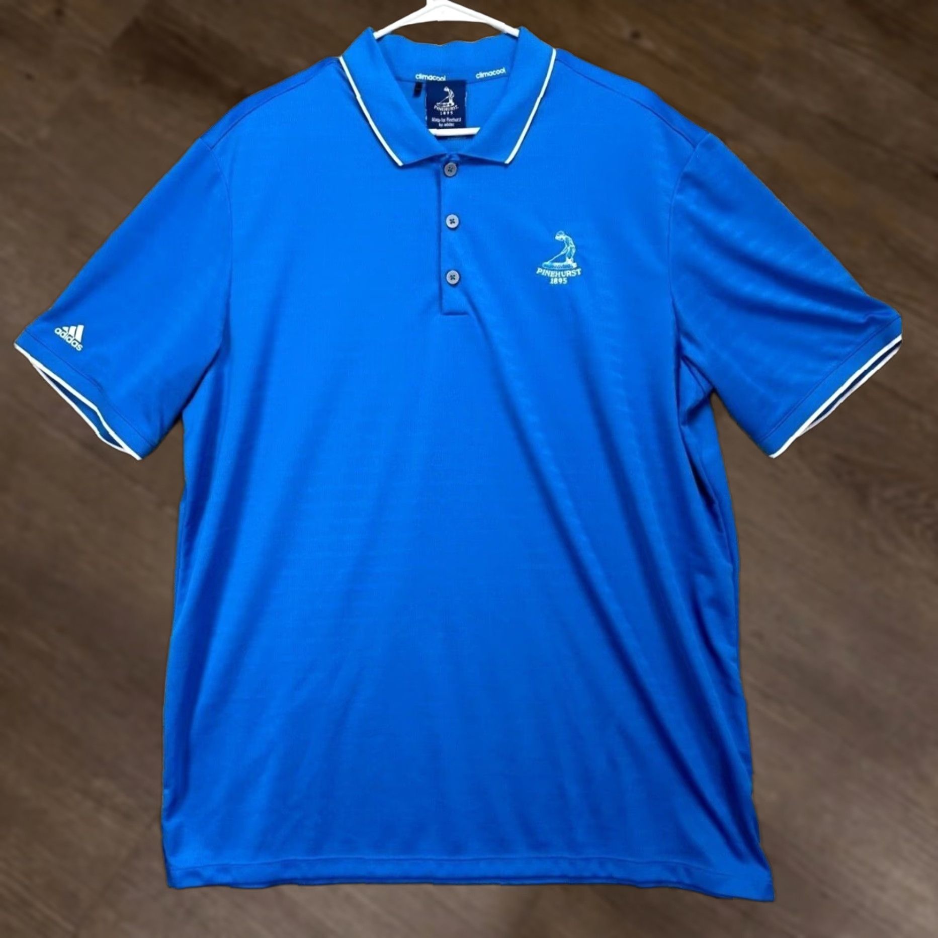 Adidas Adidas Polo Shirt Mens XL Blue Climacool Pinehurst 1895 Golf Rugby Shirt Short Sleeve Athletic Polo Size US XL / EU 56 / 4 - 1 Thumbnail