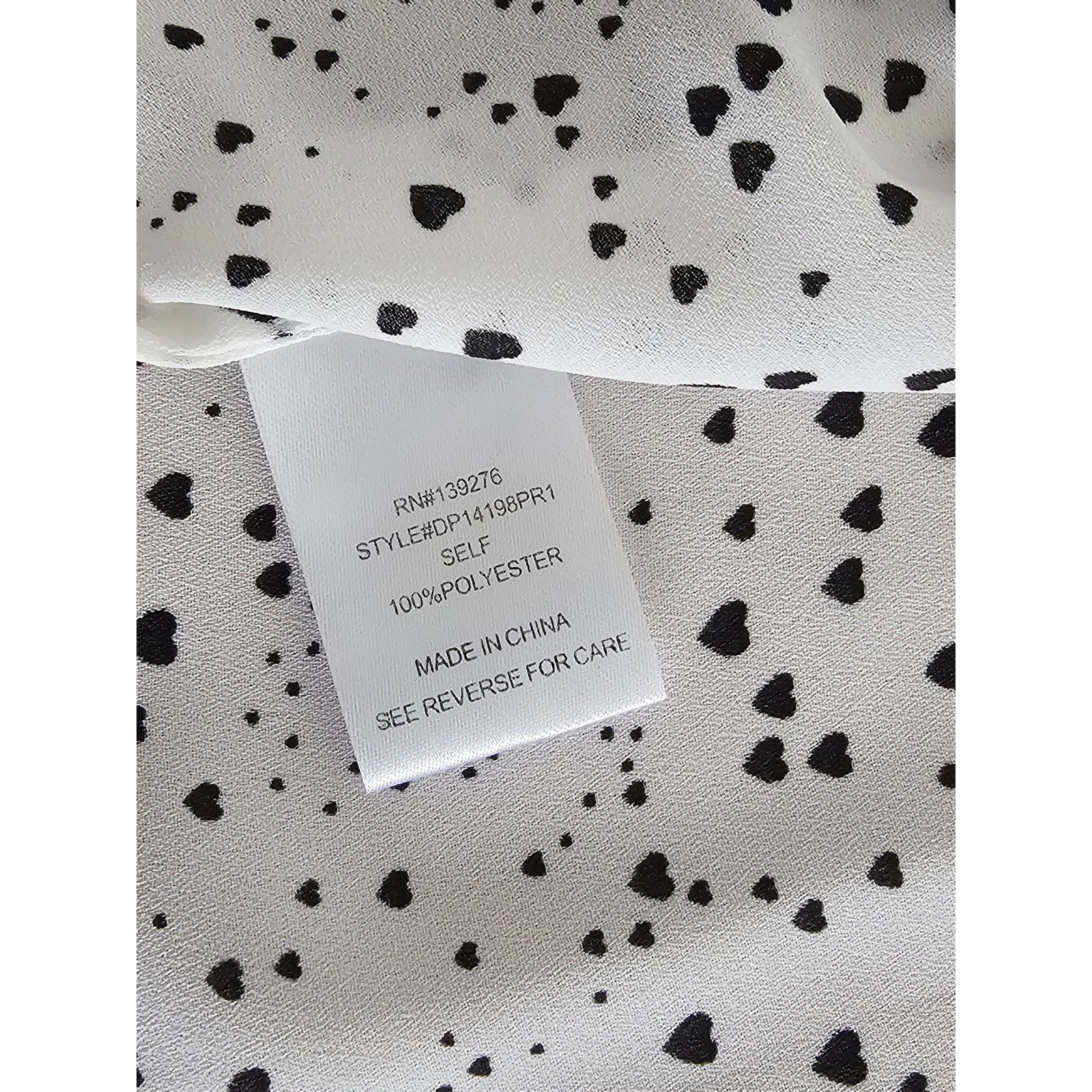 Anthropologie Daniel Rainn White Heart Print Split Neck Hi-Low Hem Top PS Size S / US 4 / IT 40 - 7 Thumbnail