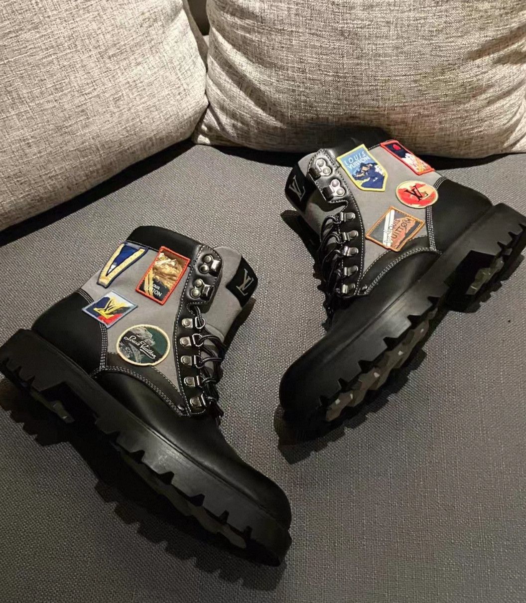 Louis Vuitton Louis Vuitton Black Outdoor Patchwork Boots 0079 Size US 8 / EU 41 - 3 Thumbnail