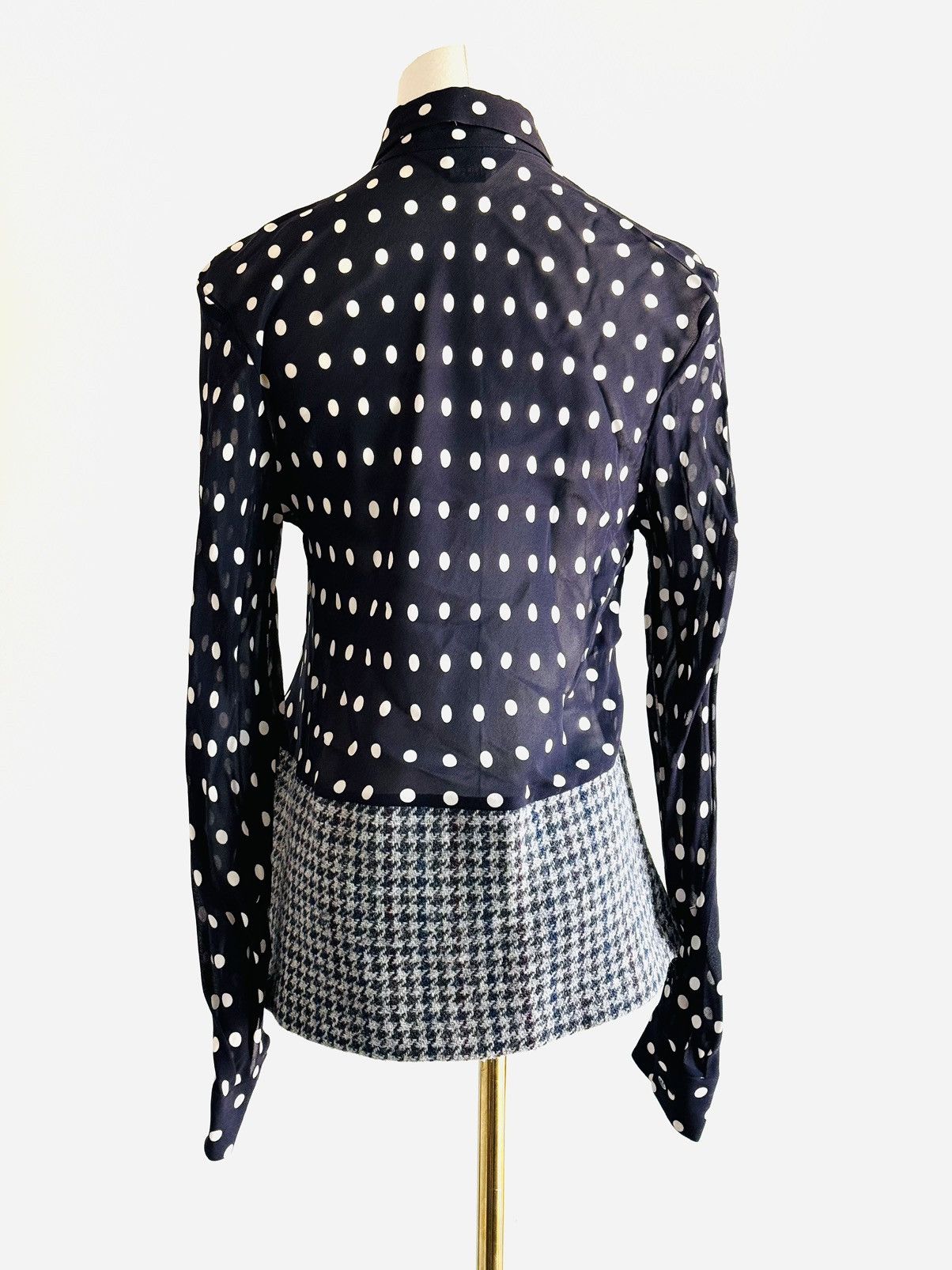 Comme des Garcons × Tricot Comme des Garcons Tricot Comme Des Garçons sheer polka dot herringbone blouse Size ONE SIZE - 2 Thumbnail