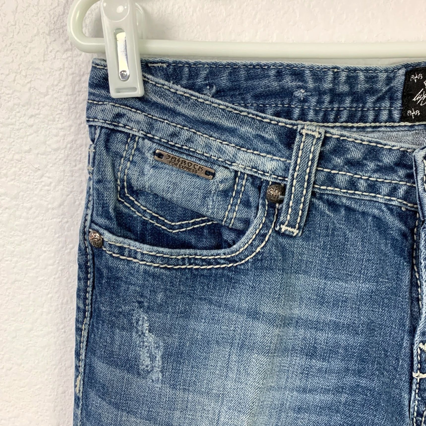 Express VINTAGE ReRock Jeans Express Rerock Skinny 6 Tall Blue Denim 5-Pocket Design Womens Jeans Long Rise Low 6L Size 29" - 3 Thumbnail