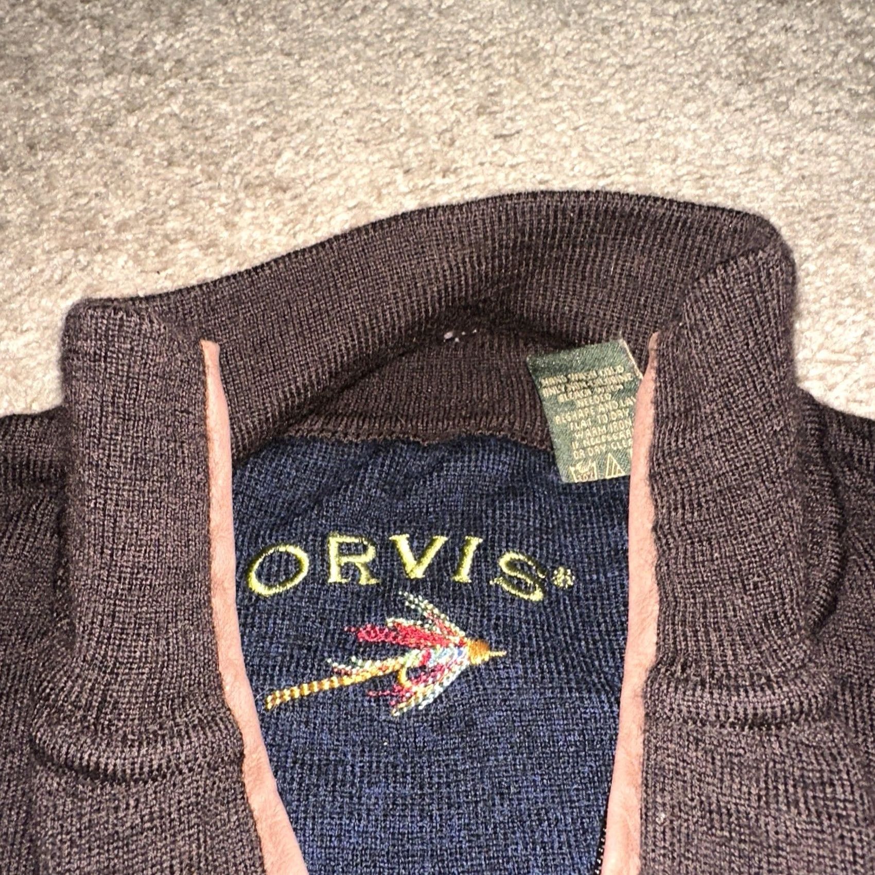 Orvis Orvis Sweater Mens Large Purple Merino Wool 1/4 Zip Pullover Mock Neck Brown Size US L / EU 52-54 / 3 - 3 Thumbnail