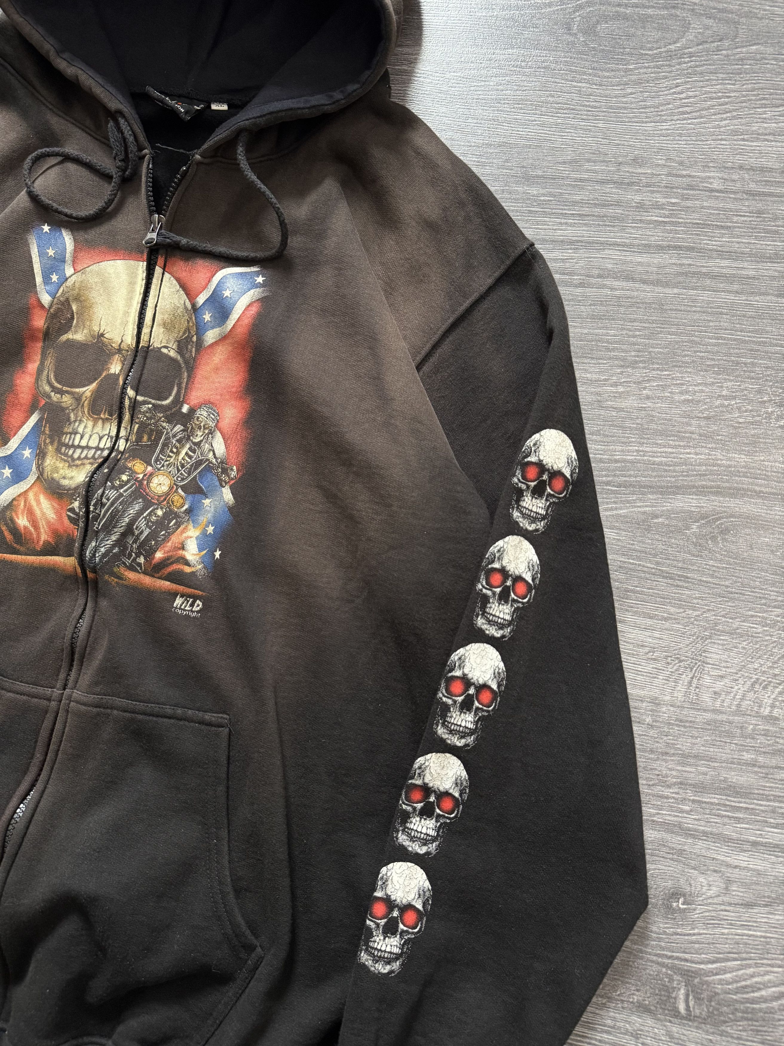 Affliction Vintage Faded Skull Zip Hoodie Rock Metal Spiral style Size US XL / EU 56 / 4 - 6 Thumbnail