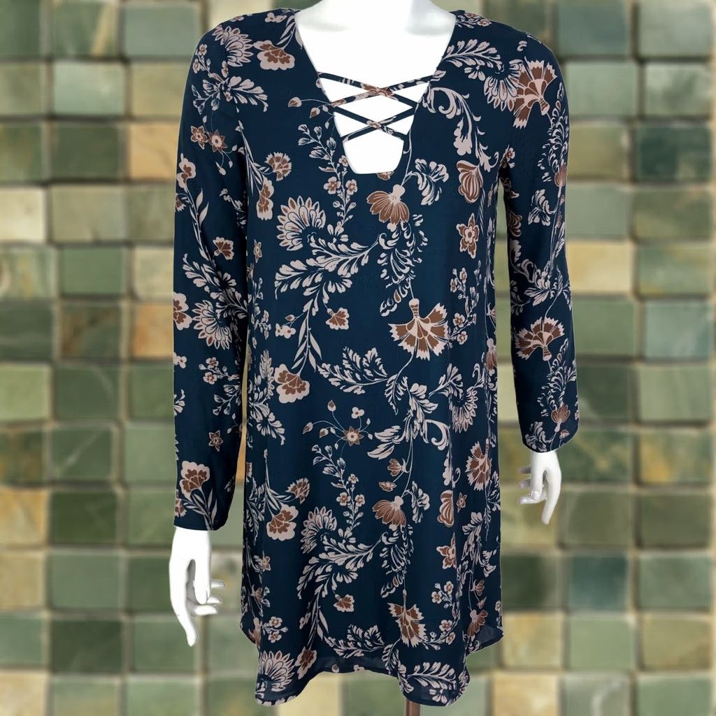 Anthropologie Everly Anthropologie Tunic Shirt Dress Floral Blouse Zip Back Blue Green XS Women's Sleeveless Size XS / US 0-2 / IT 36-38 - 1 Thumbnail