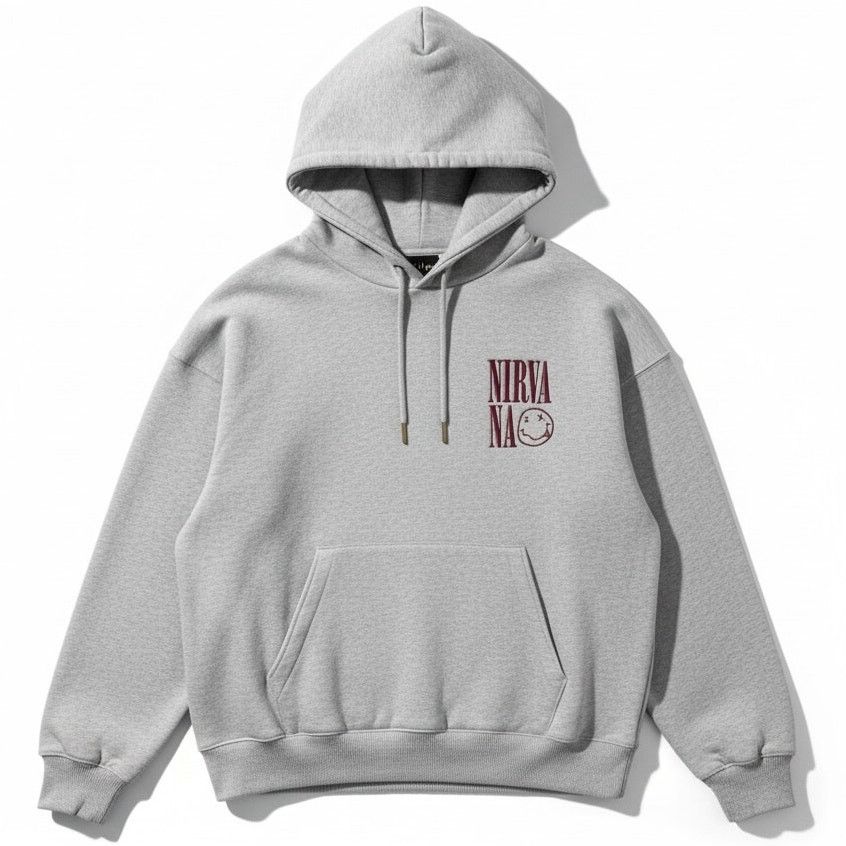 Nirvana Nirvana Authentic Men's Medium Smiley Face Gray Hoodie Size US M / EU 48-50 / 2 - 1 Thumbnail