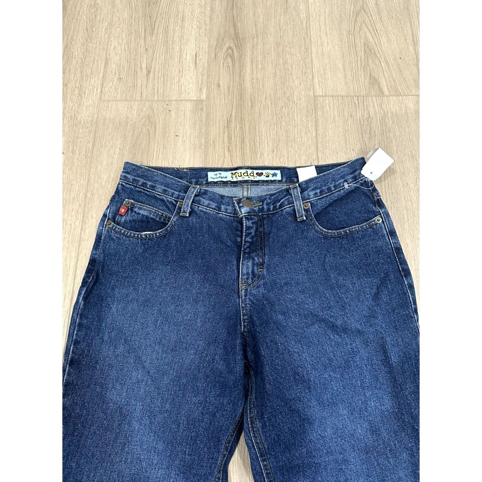 Bell VINTAGE Mudd Jeans NWT Size 11 Flare Bell Bottoms Boho Hippie Festival Womens Blue Denim 100% Cotton 90s Grunge Retro Shuffle Size 32" / US 10 / IT 46 - 4 Thumbnail