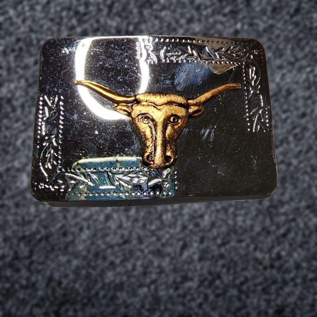 Vintage Rodeo Belt Buckle Stainless Gold Silver Tone Western Texas Longhorn Steer Bull Mens Belt Buckle Sta inless Steel Silver Tone Cowboy Western Buckle Size ONE SIZE - 1 Thumbnail