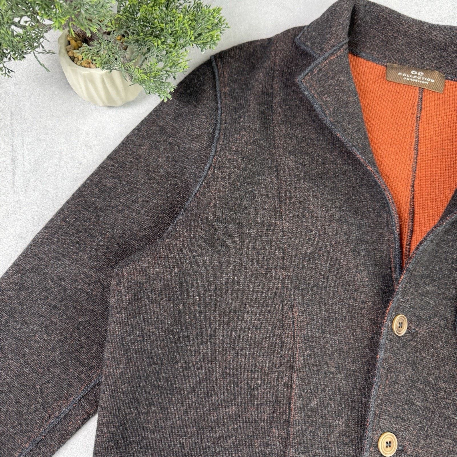 Corneliani Cc Corneliani Collection Blazer Cardigan Wool Size 52 Brown Size US L / EU 52-54 / 3 - 6 Thumbnail