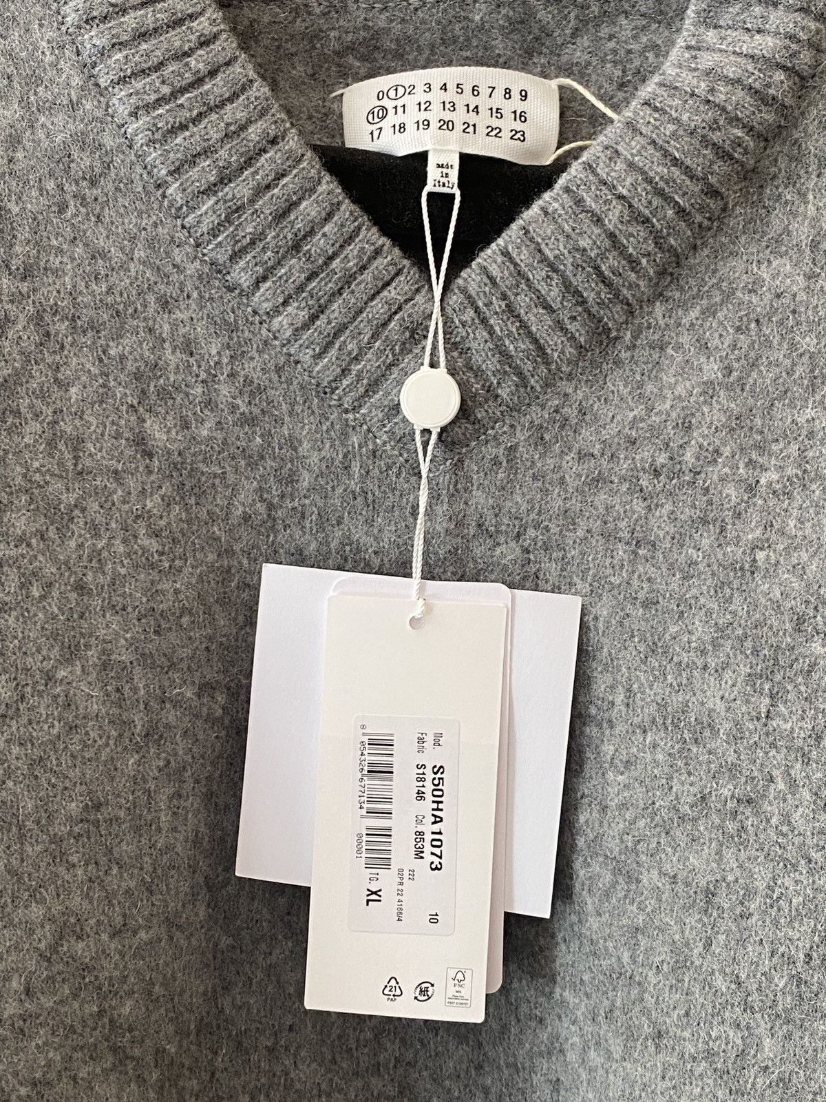 John Galliano [80% OFF SALE] Maison Margiela v-neck grey sweater Size US XL / EU 56 / 4 - 5 Thumbnail