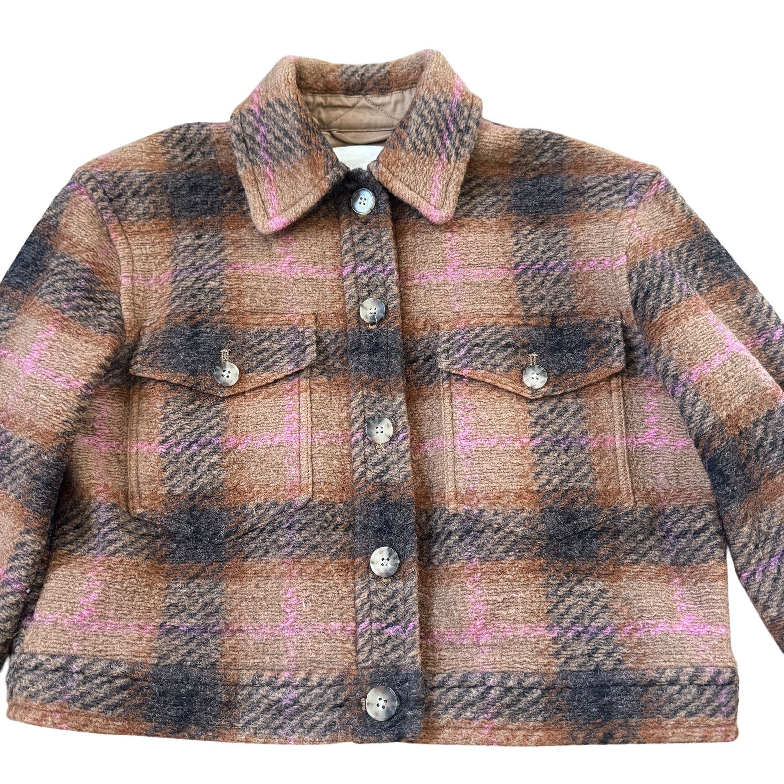 Aritzia Aritzia Wilfred Autumn Shirt Jacket Wool Shacket Brown Plaid Size S / US 4 / IT 40 - 7 Thumbnail