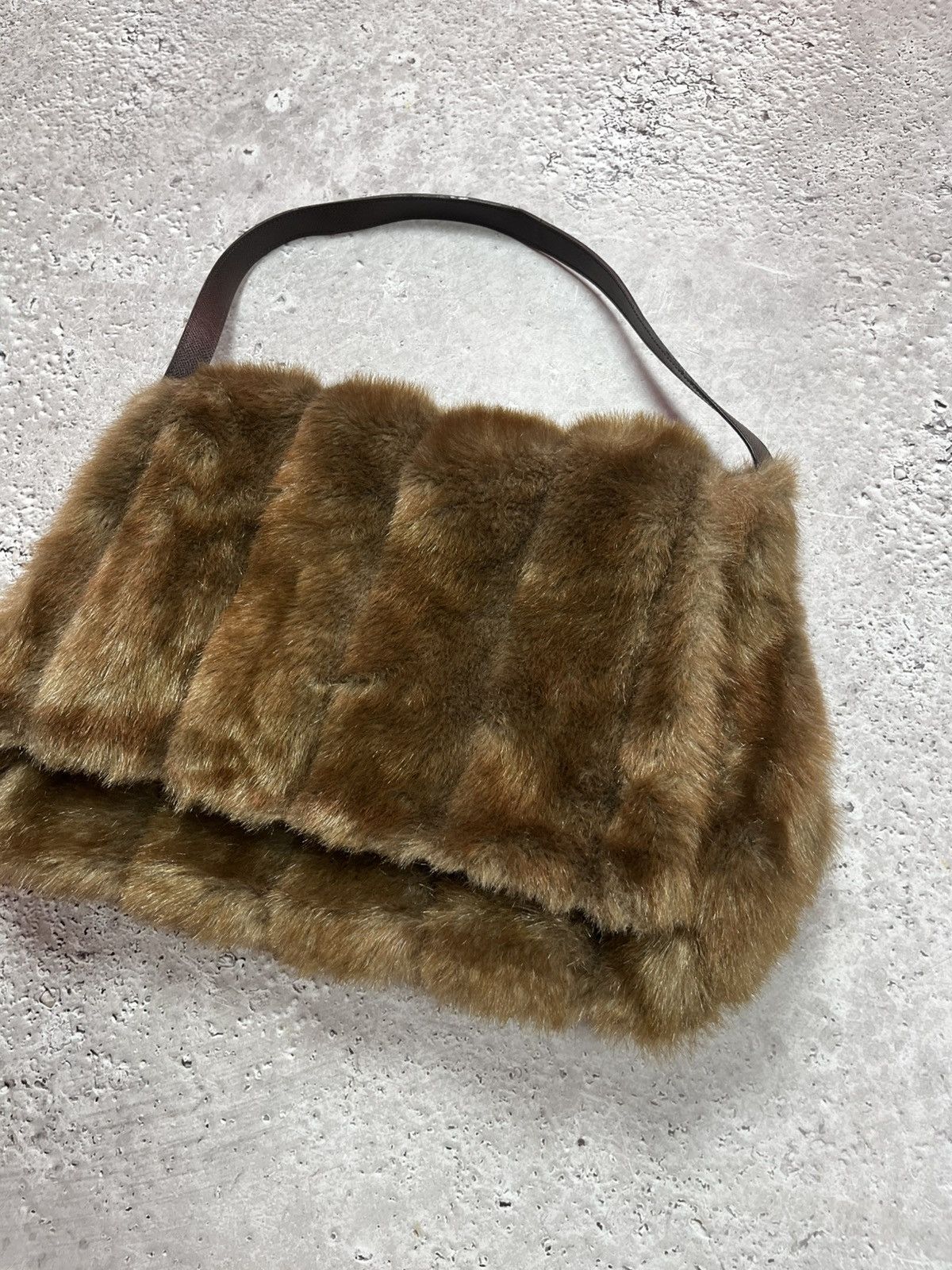 Other Y2K Faux Fur Brown Shoulder Bag 42x28 cm Vintage Style Size ONE SIZE - 2 Thumbnail