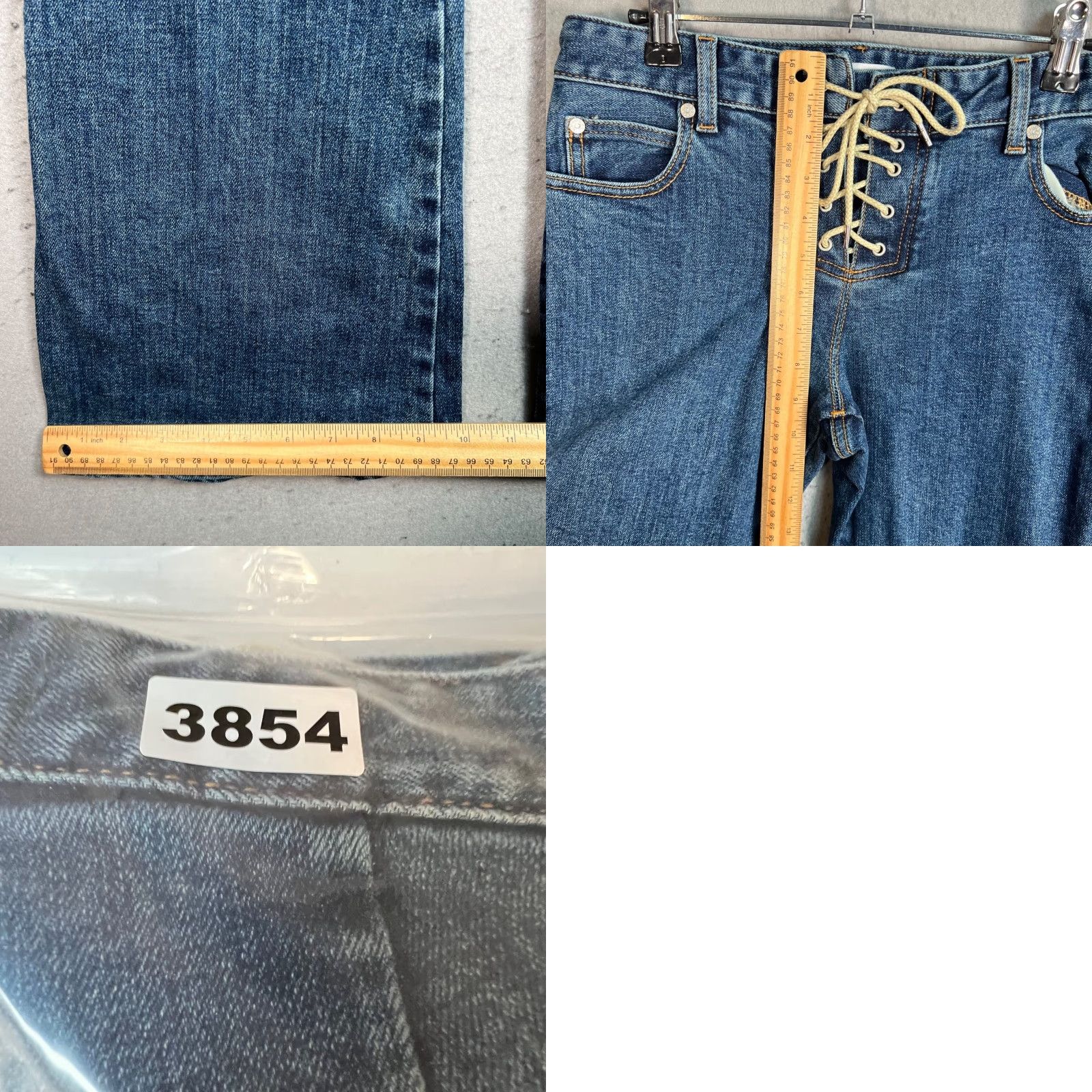 Vintage Lagua Gem Womens Jeans Blue Denim Lace-Up Front Flare Size 26 Size 26" / US 2 / IT 38 - 8 Thumbnail