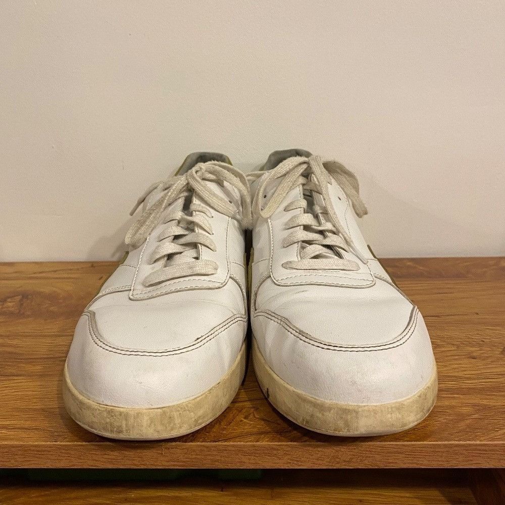 Everlane Everlane The Court Low Top Leather Sneaker in White and Gree Size US 10.5 / IT 40.5 - 4 Thumbnail