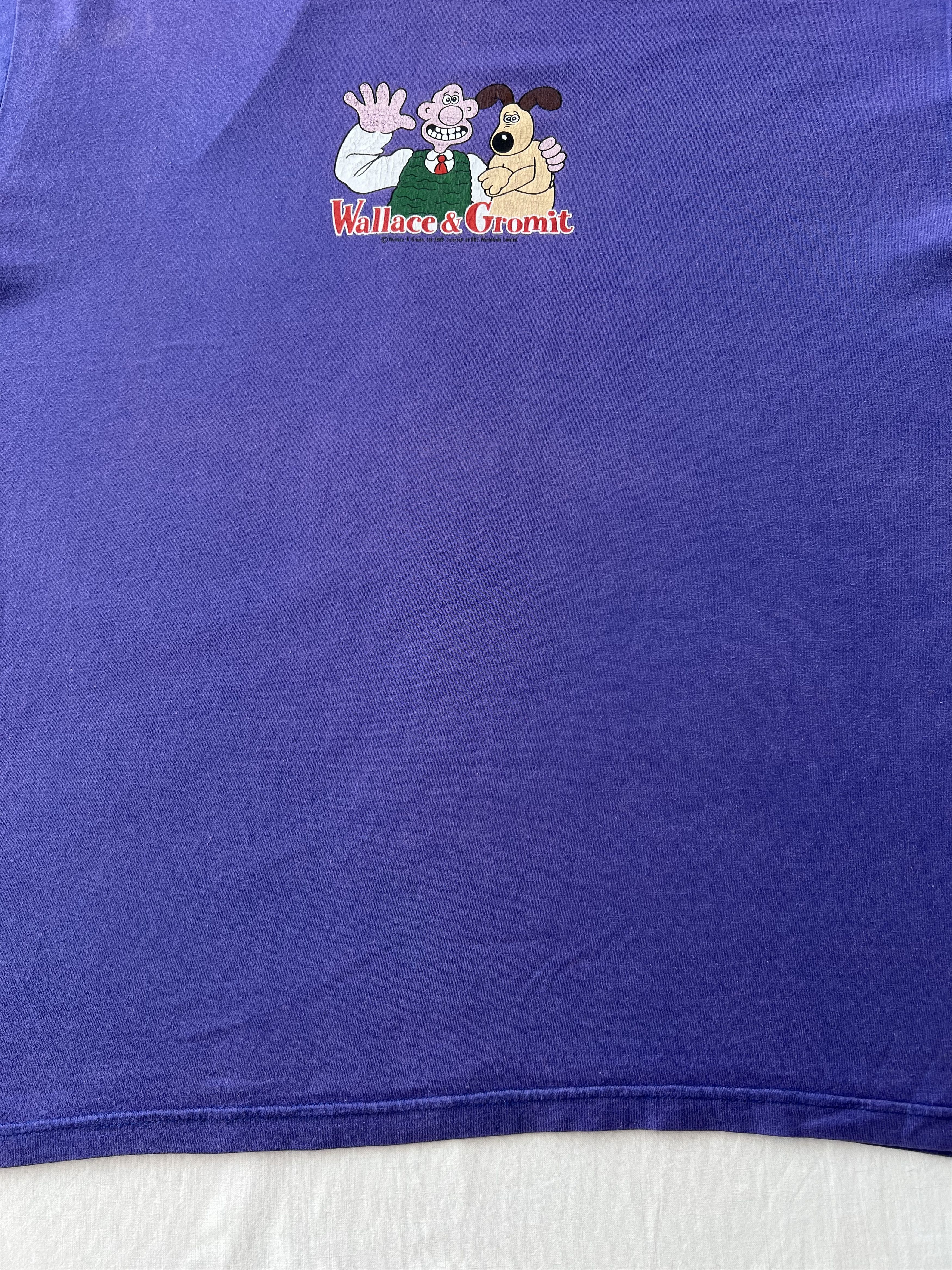 Cartoon Network Vintage 1989 Wallace and Gromit Cartoon Purple T-shirt Size US XL / EU 56 / 4 - 6 Thumbnail