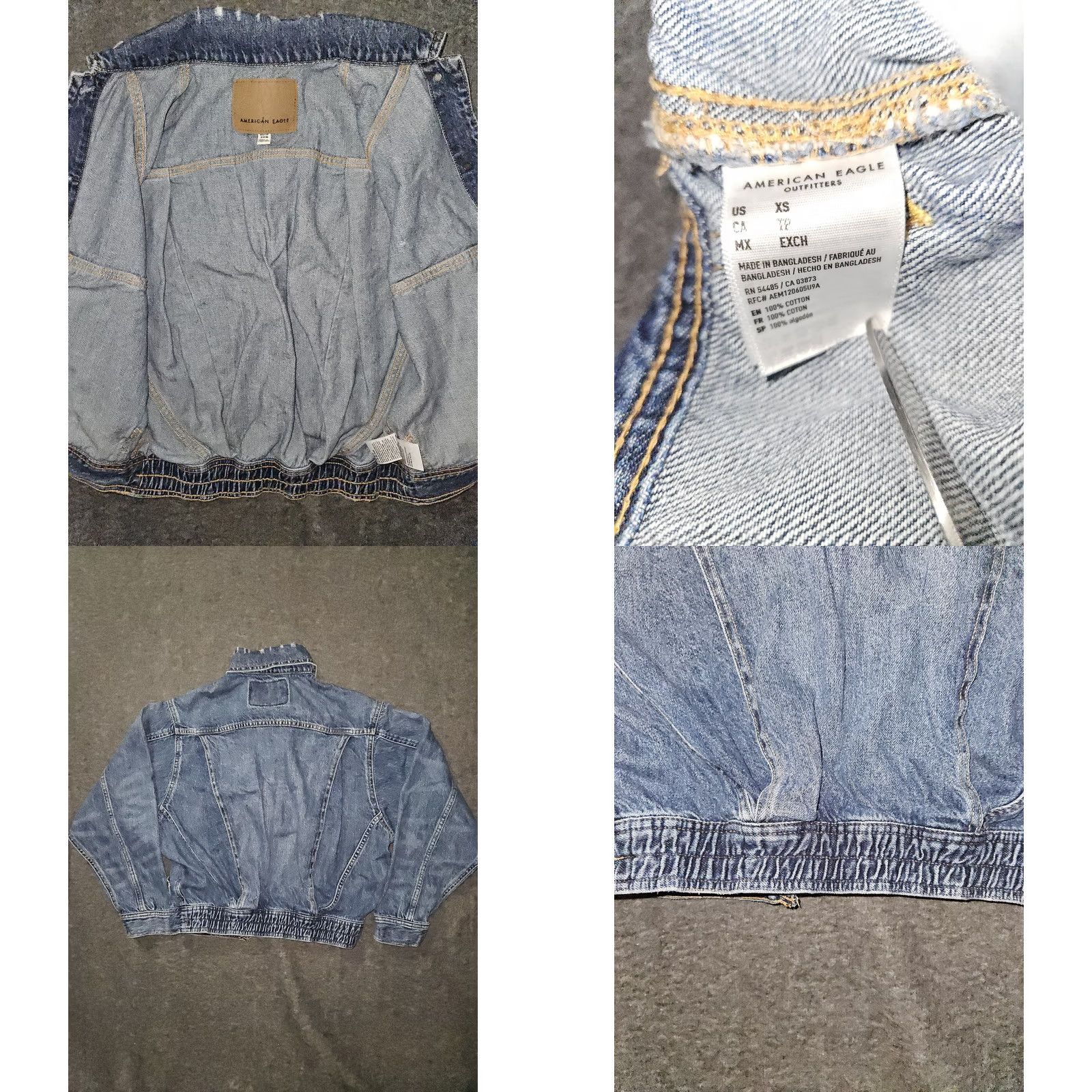 Vintage VINTAGE American Eagle Jacket Womens XS Blue Denim Cropped Distressed Jacket Size 26" / US 2 / IT 38 - 8 Thumbnail