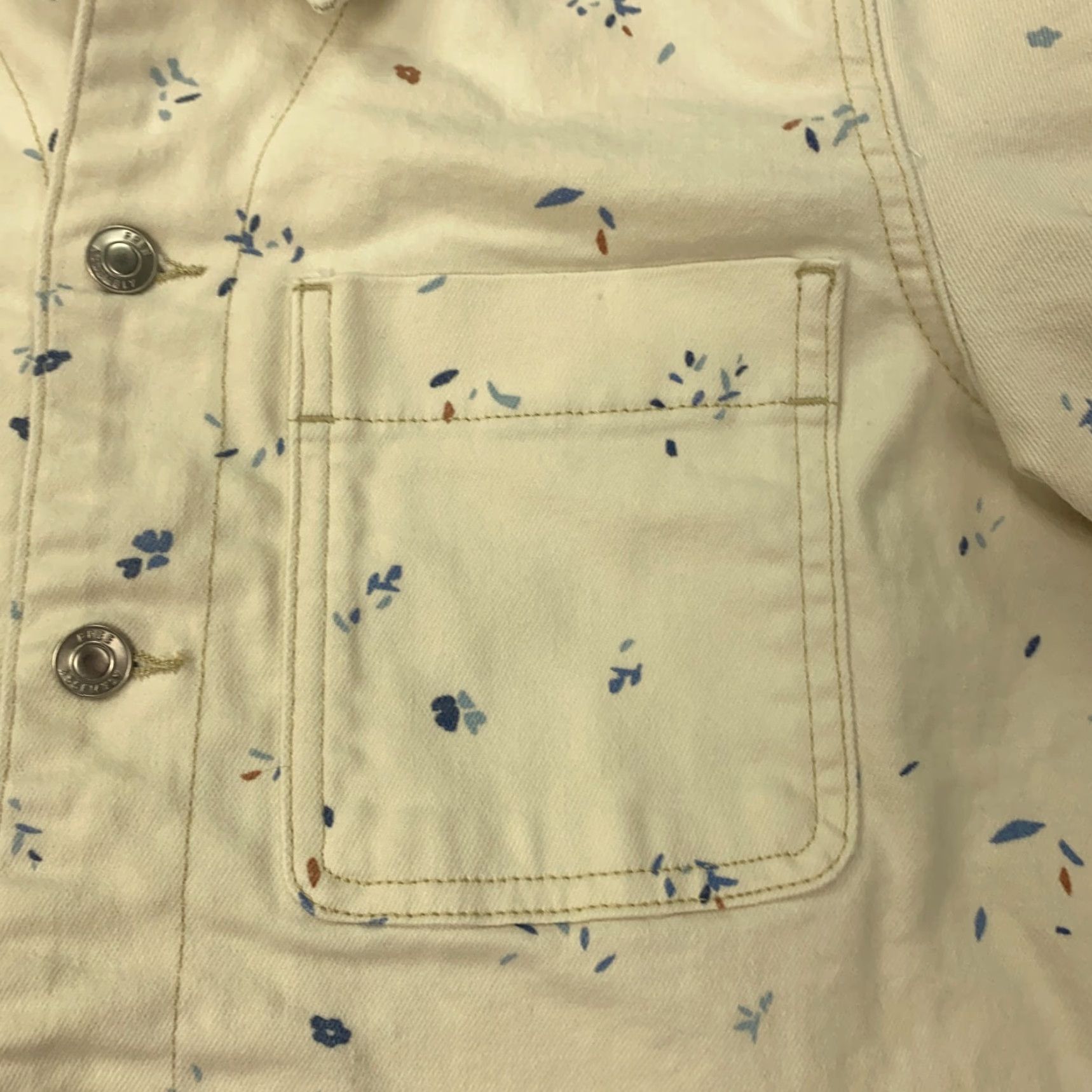 Vintage Free Assembly Jacket Women Large White Denim Floral Speckled Stretch Womens Size L / US 10 / IT 46 - 4 Thumbnail