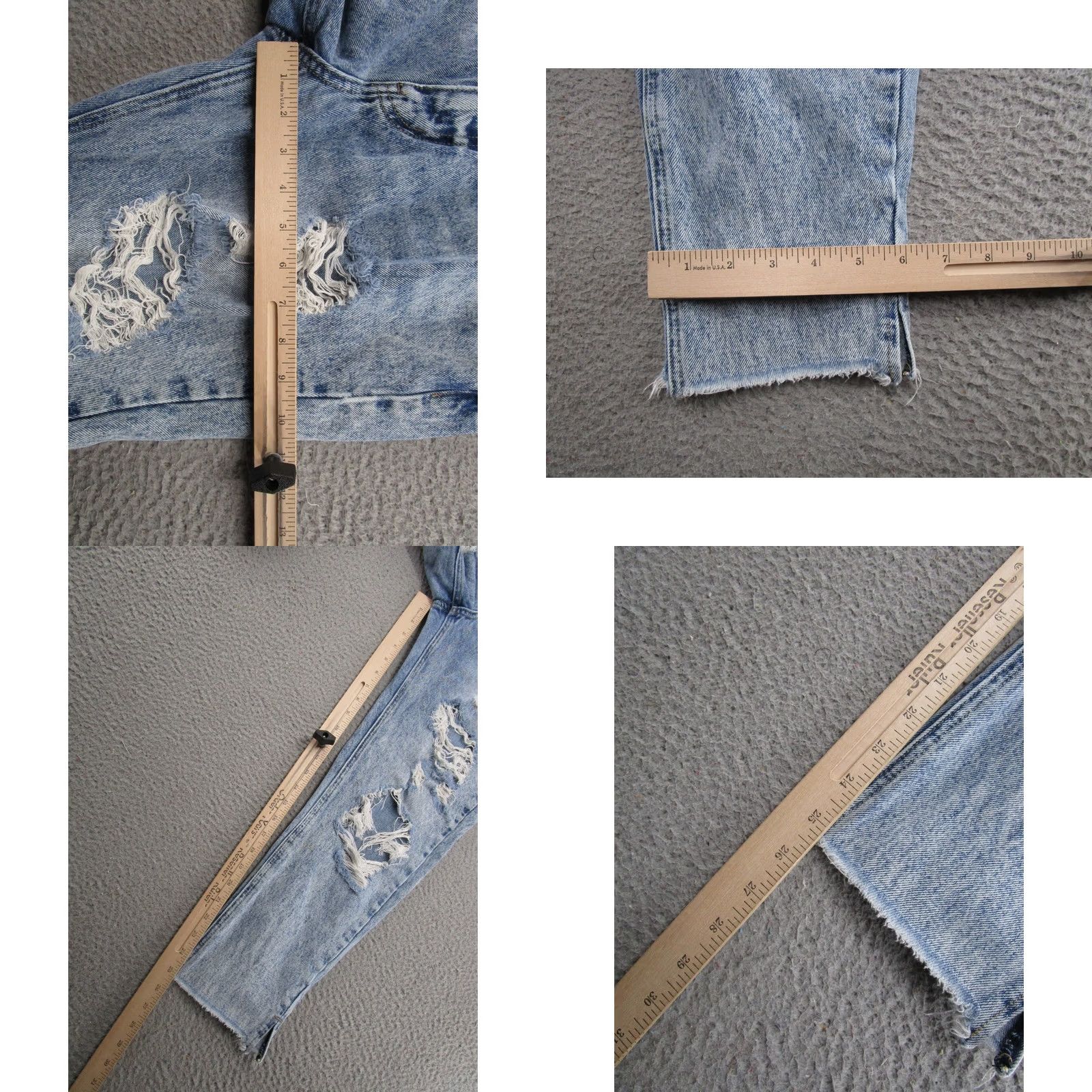 Vintage Kancan Women's Light Wash Denim Jeans Size 11 Regular 5-Pocket Distressed City Straight Jeans Bluefaded Denim Blue Size 32" / US 10 / IT 46 - 8 Thumbnail