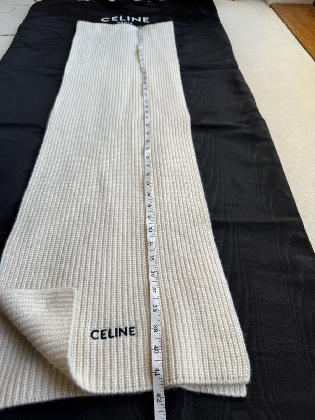 Celine $990 Celine cream ivory cashmere logo scarf Hedi Grail Size ONE SIZE - 4 Thumbnail