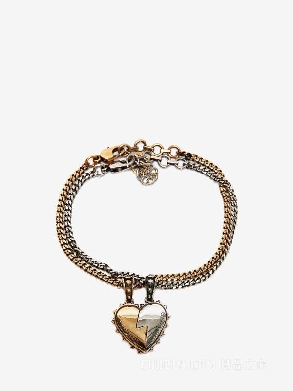 Alexander McQueen o1loc1c0625 Size:OS/ Heart Charm Bracelet Set in Golden Size ONE SIZE - 1 Thumbnail