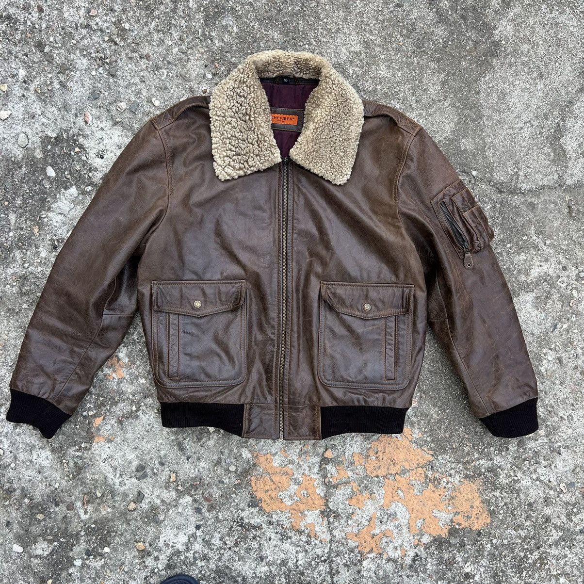 image of Vintage Schott Aviator Pilot Leather Jacket Brown, Men's (Size XL)