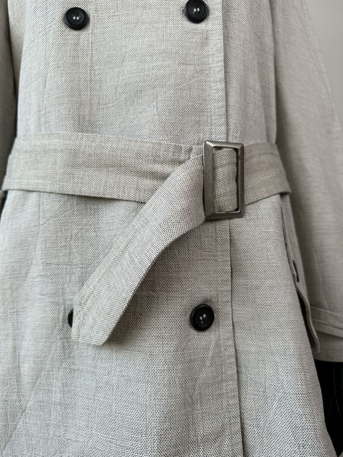 hannes roether HANNES ROETHER Linen Double-Breasted Trench Coat Avant Garde Size M / US 6-8 / IT 42-44 - 8 Thumbnail
