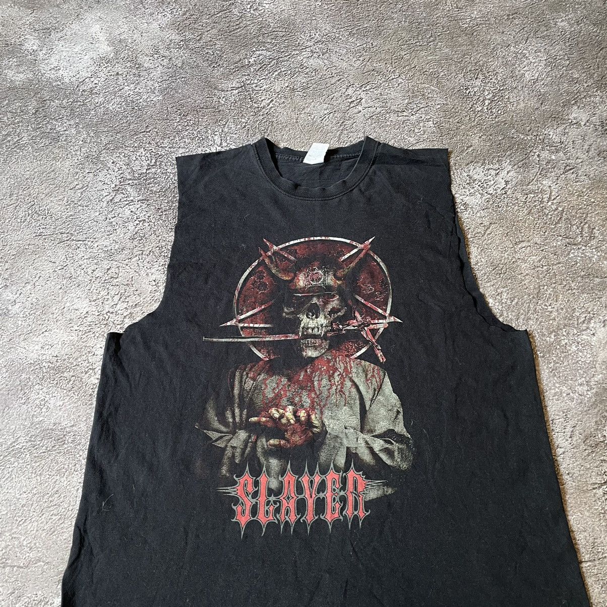 Vintage Vintage 90s Slayer Graphic Tee Faded Black Punk Horror M Size US M / EU 48-50 / 2 - 5 Thumbnail