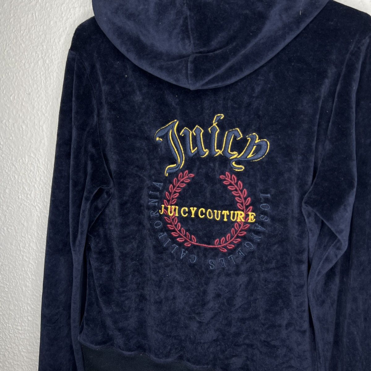 Juicy Couture × Vintage Juicy Couture Black Label Velour Hoodie Navy Big Logo Size M / US 6-8 / IT 42-44 - 7 Thumbnail
